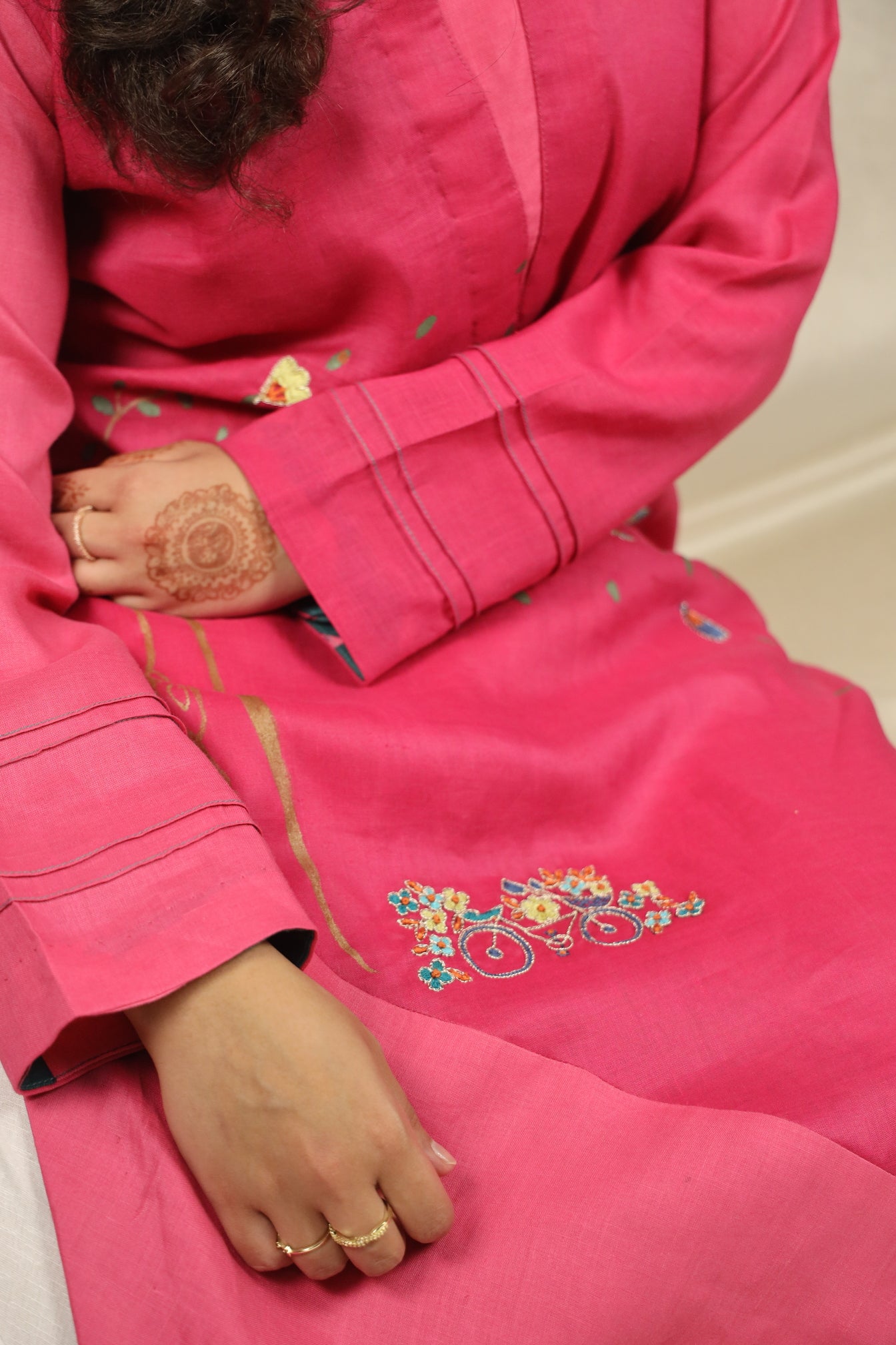 PINK COLOUR-BLOCK, HAND PAINTED SHIRT