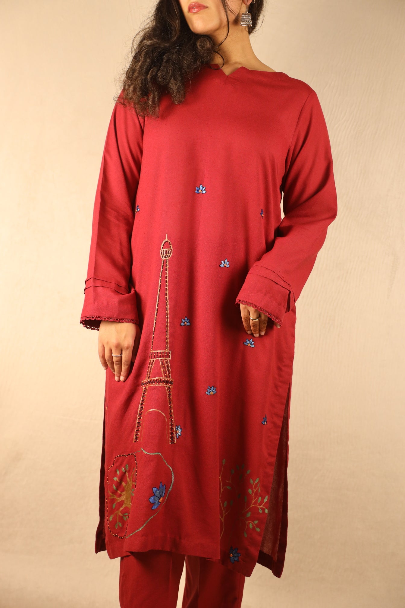 SCARLET RED, HAND PAINTED SUIT