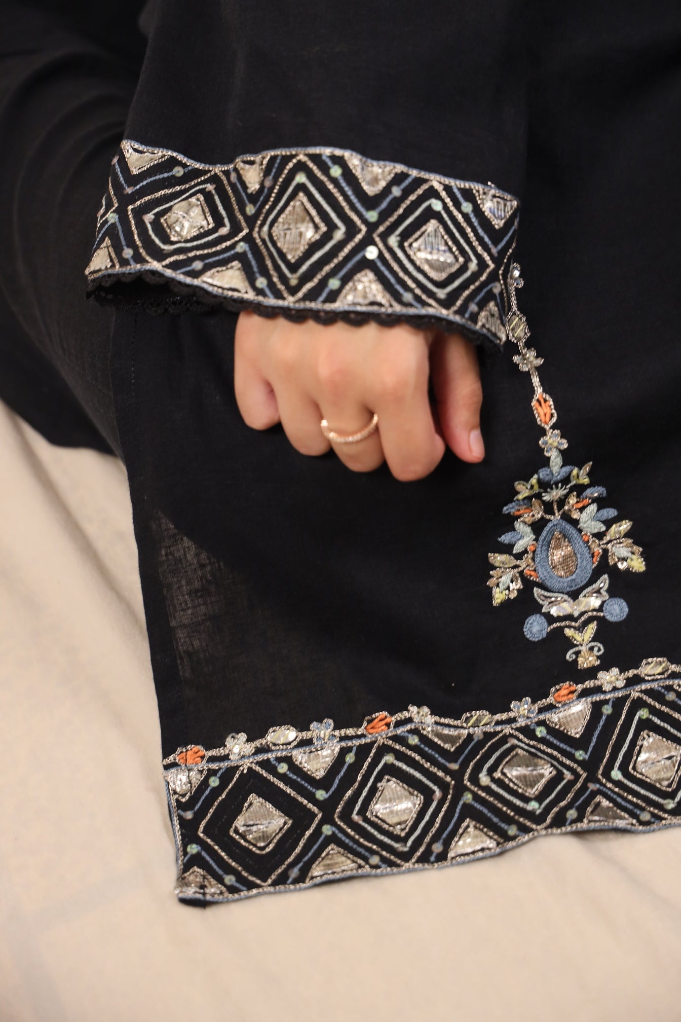 INK BLACK, HAND EMBROIDERED SUIT