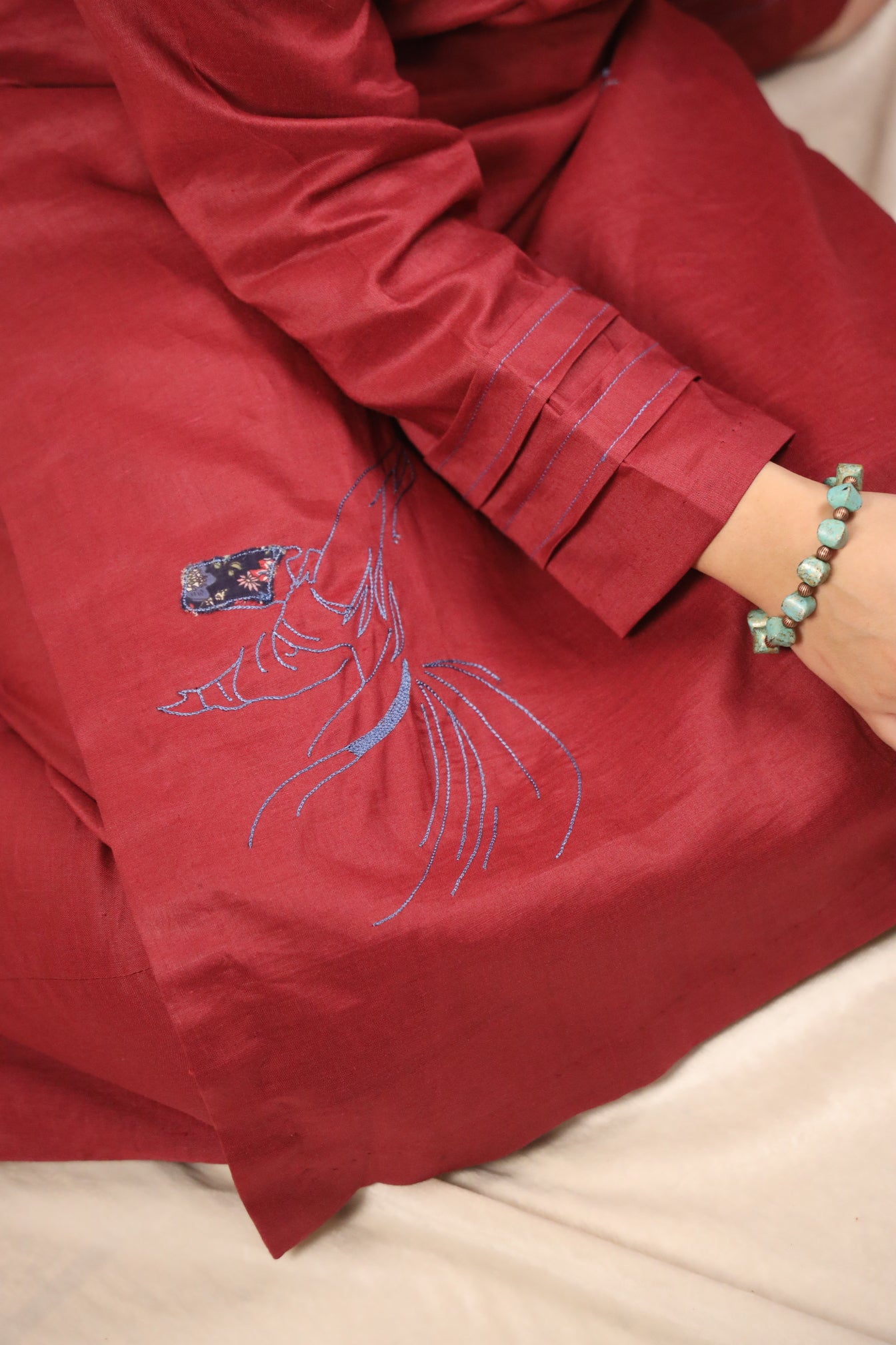 POPPY RED, DERVISH EMBROIDERED SUIT