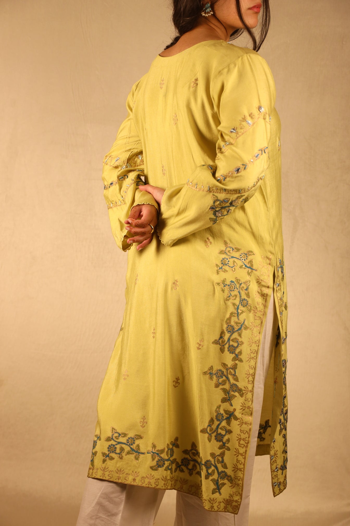 DAFFODIL YELLOW, BLOCK-PRINTED SUIT