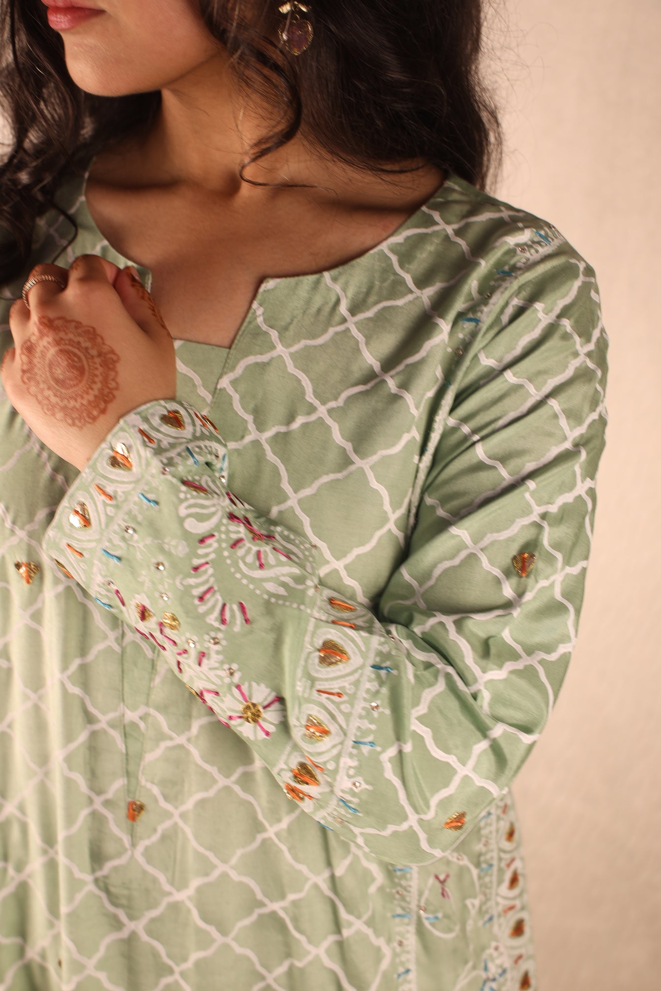 PISTACHIO, BLOCK PRINTED SUIT