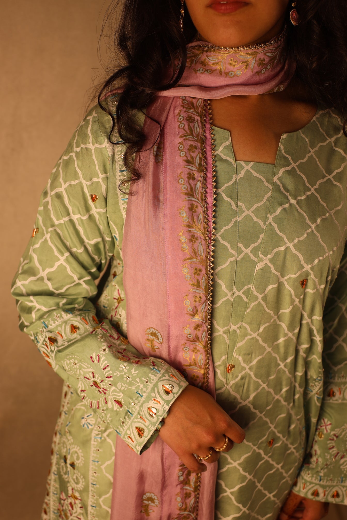 PISTACHIO, BLOCK PRINTED SUIT