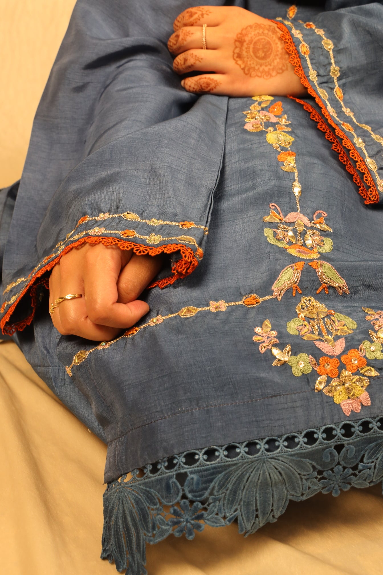 SLATE BLUE, EMBELLISHED SUIT