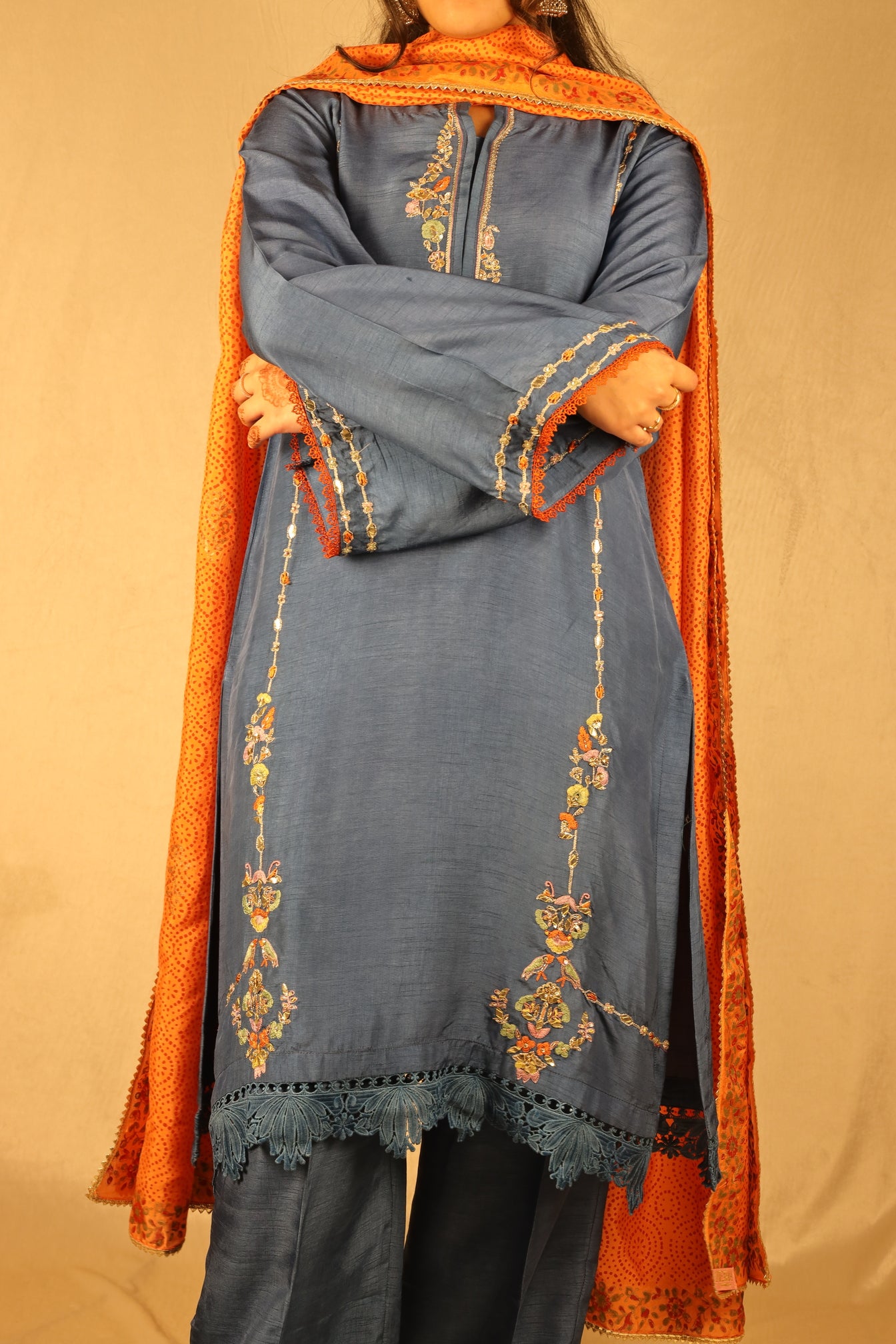 SLATE BLUE, EMBELLISHED SUIT