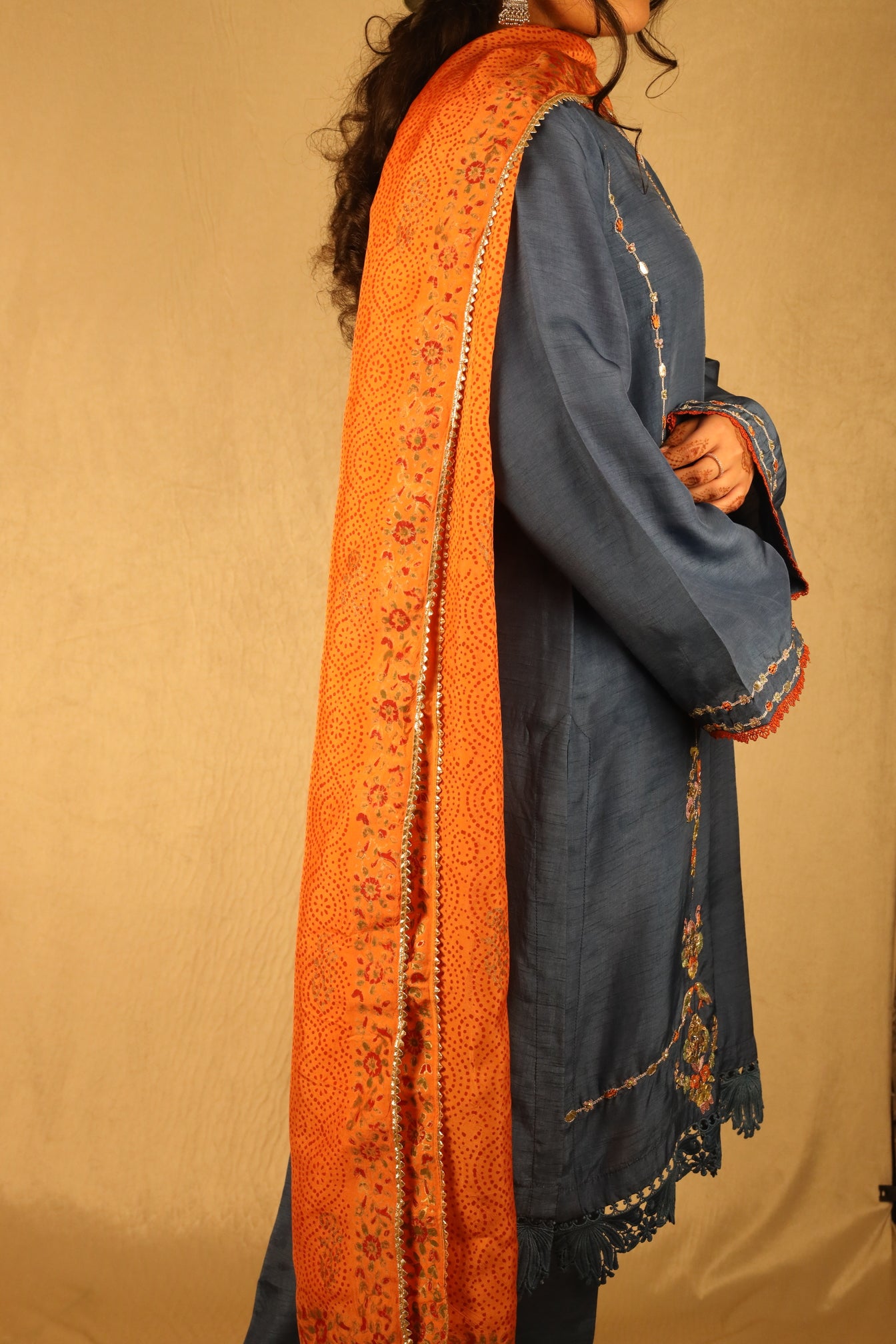 SLATE BLUE, EMBELLISHED SUIT