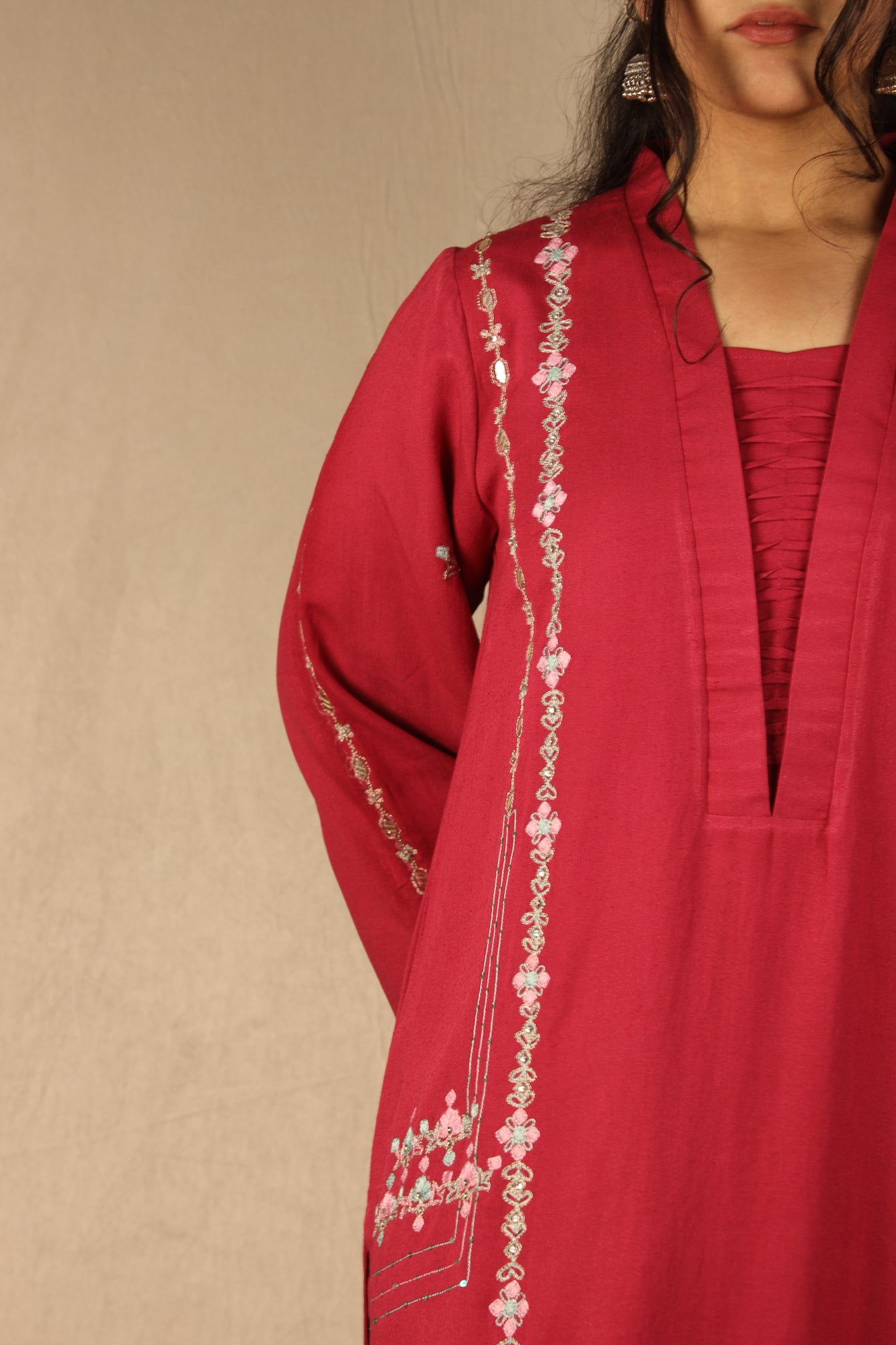 PINK, RUFFLED NECK SUIT