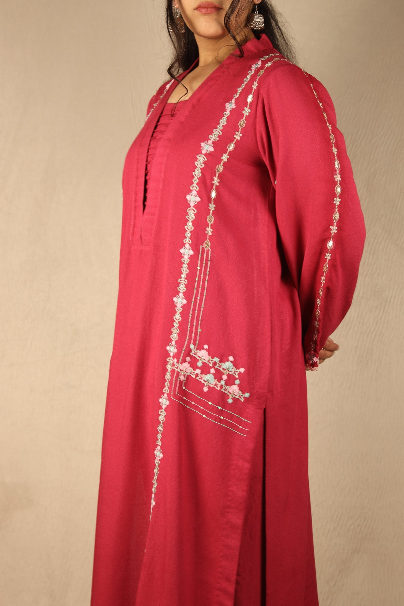 PINK, RUFFLED NECK SUIT