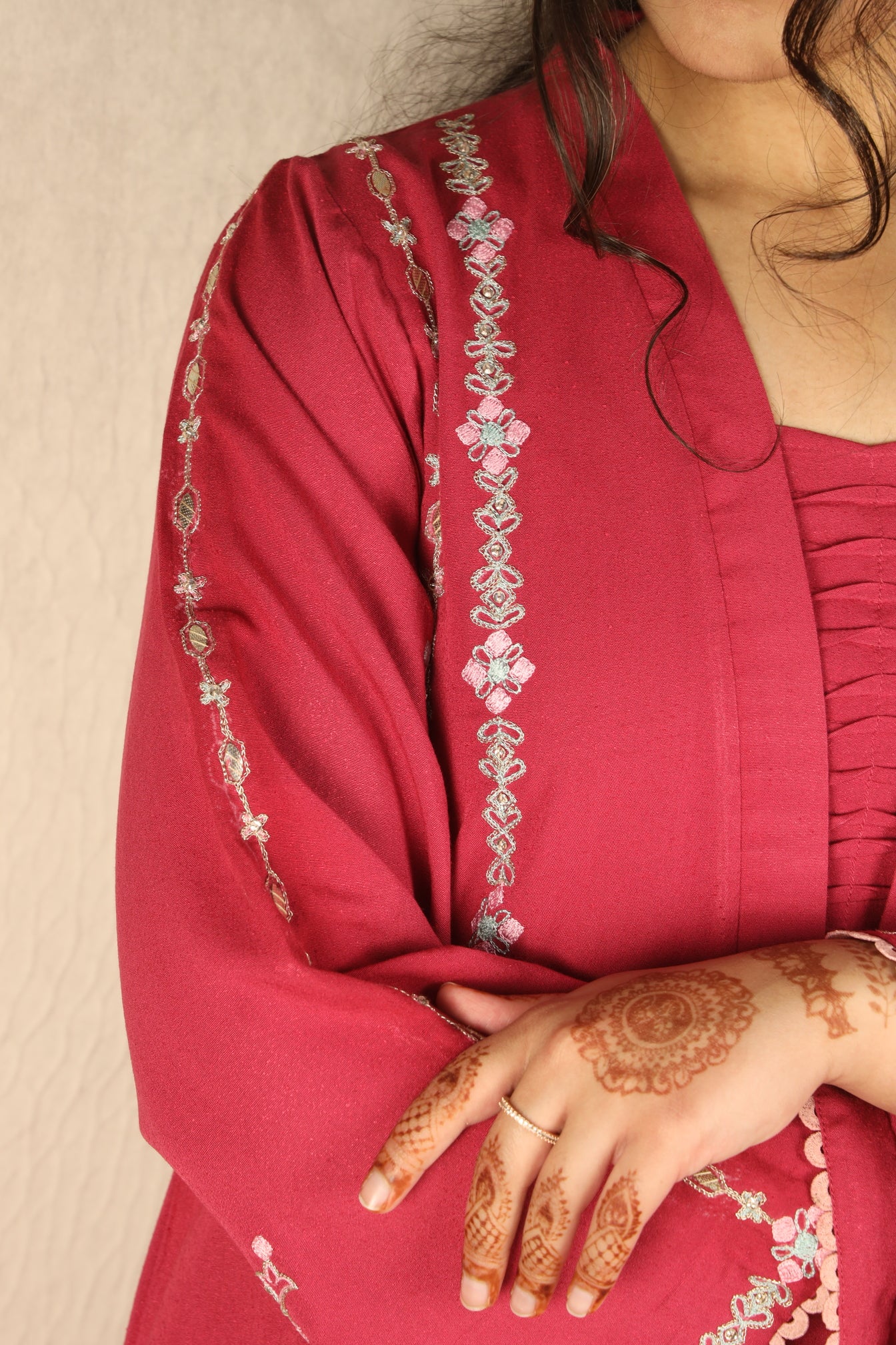 PINK, RUFFLED NECK SUIT