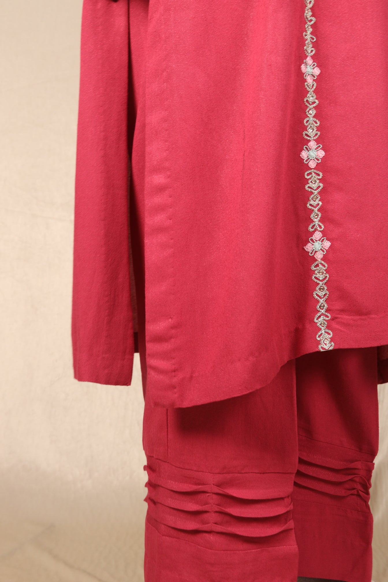 PINK, RUFFLED NECK SUIT