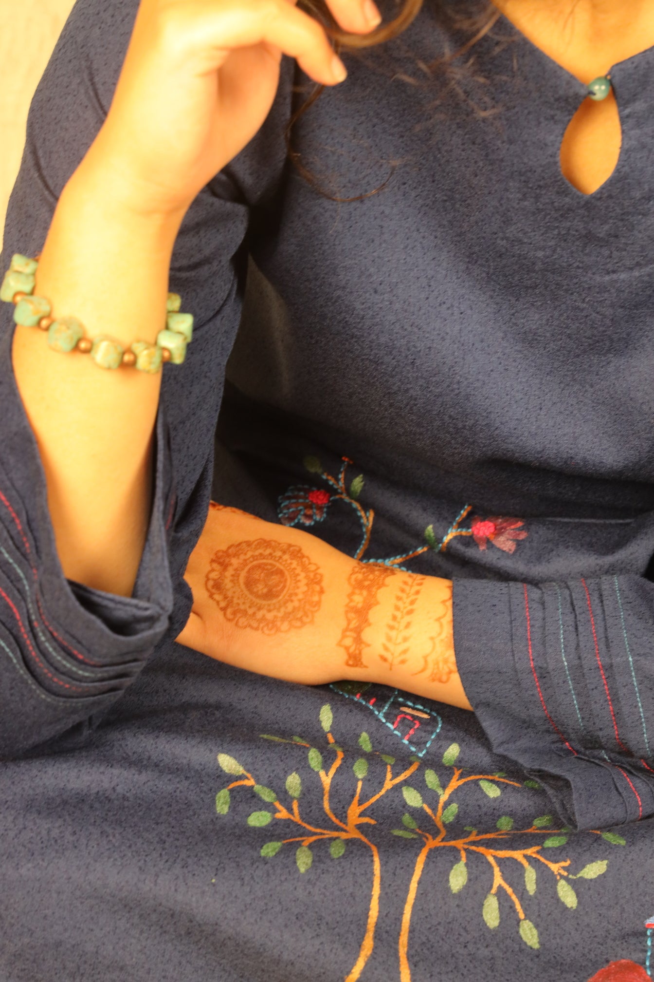 NAVY BLUE, HAND-PAINTED SHIRT