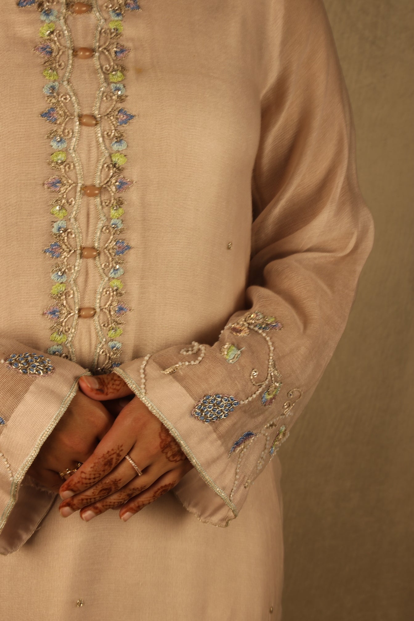STONE BEIGE, HAND EMBELLISHED SUIT