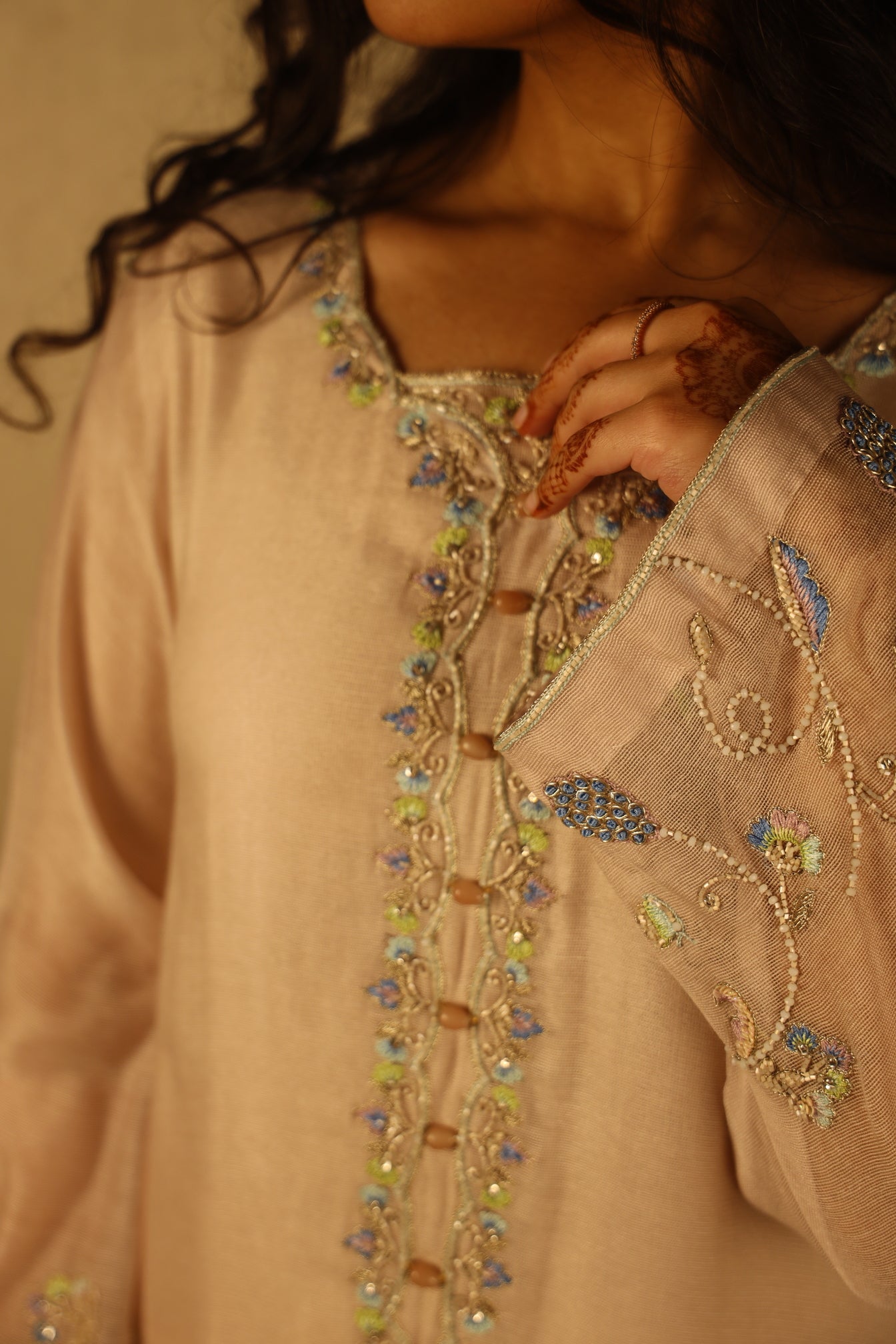 STONE BEIGE, HAND EMBELLISHED SUIT