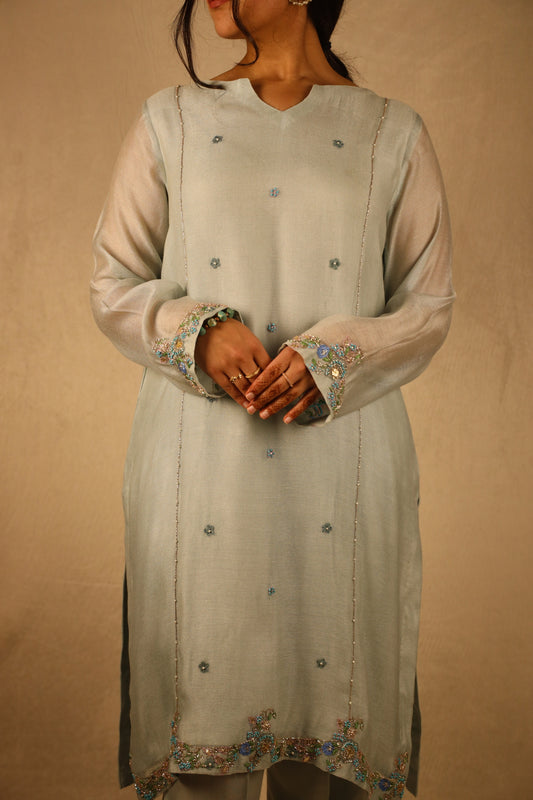 ICE BLUE, COTTON NET SUIT