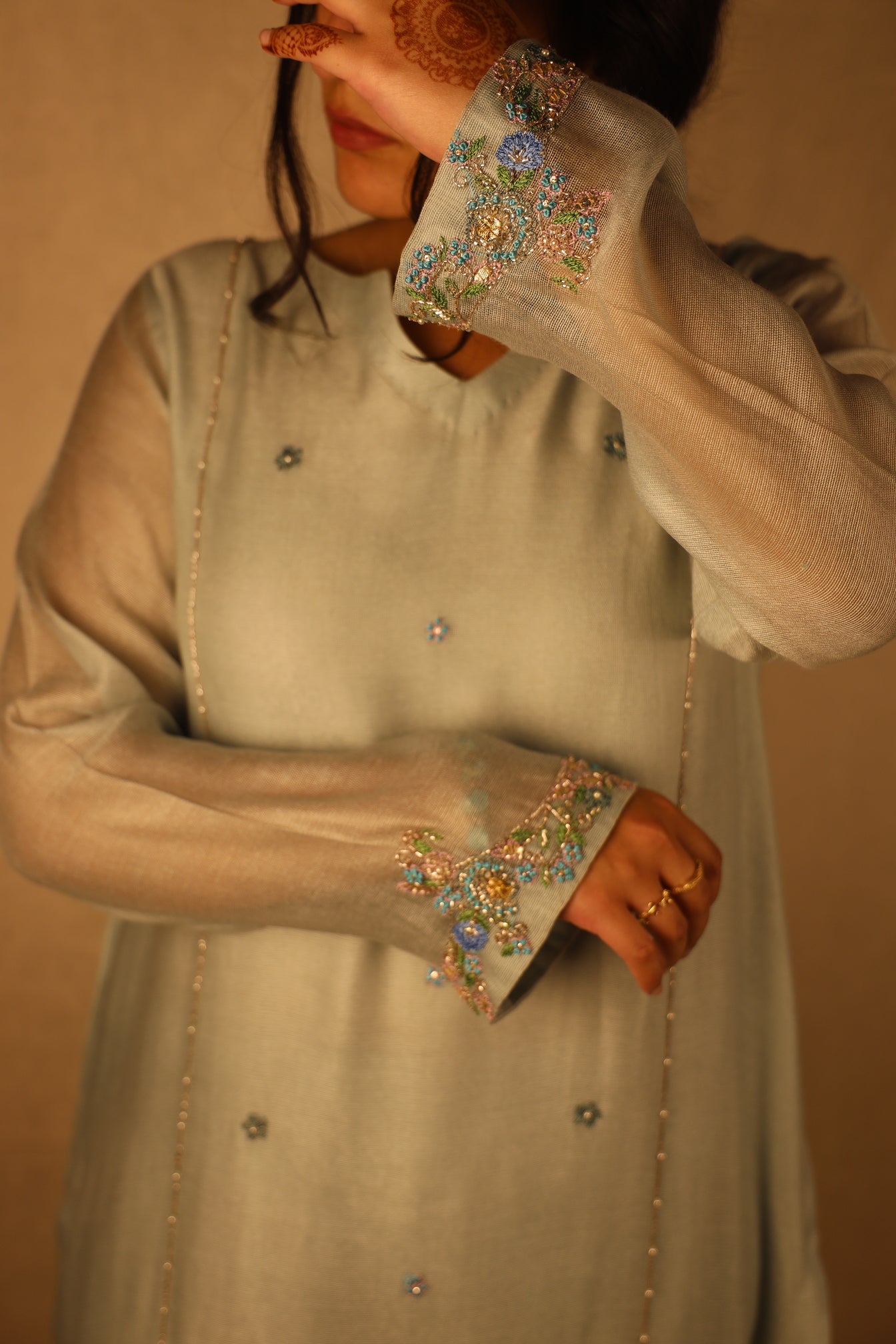 ICE BLUE, COTTON NET SUIT