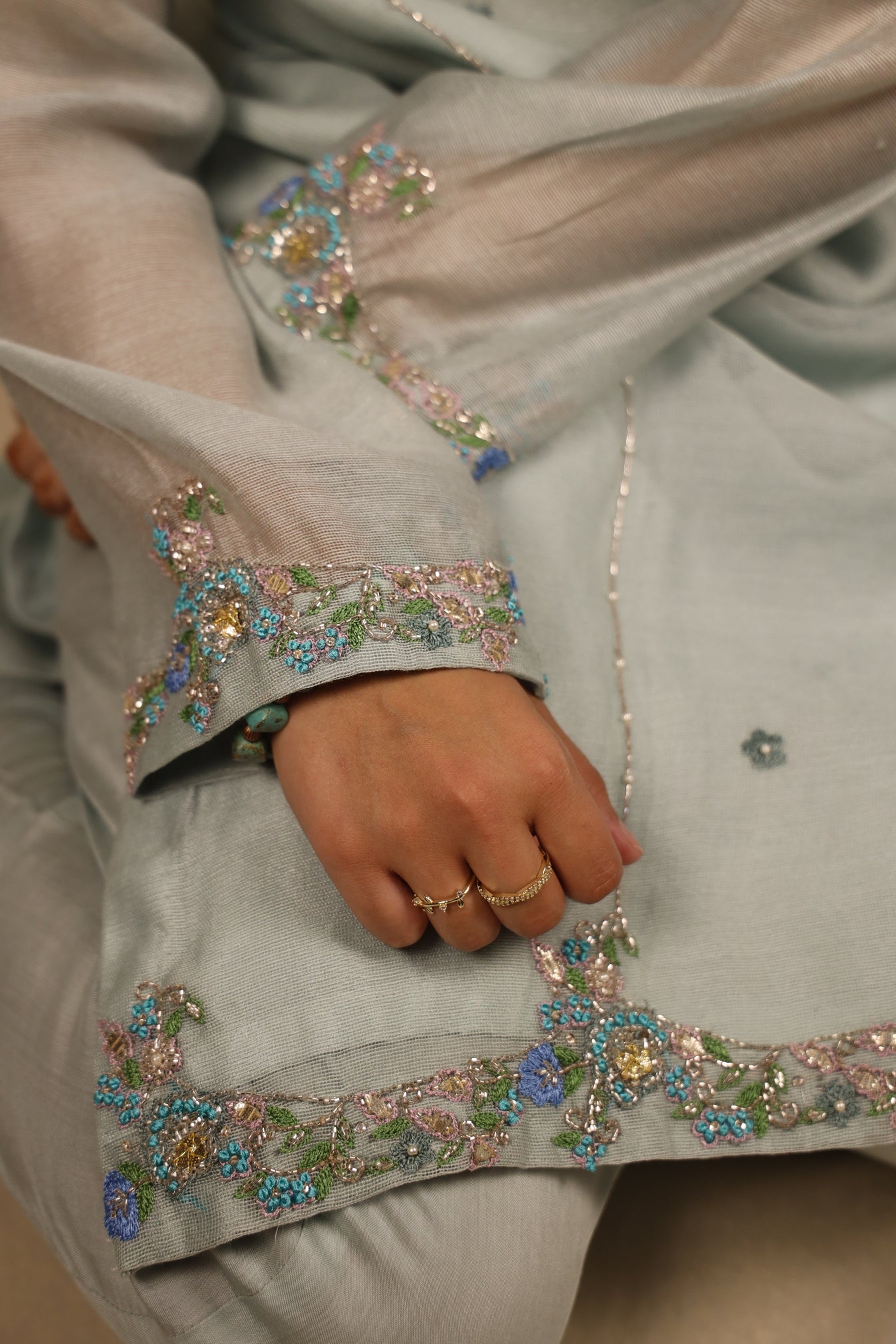 ICE BLUE, COTTON NET SUIT