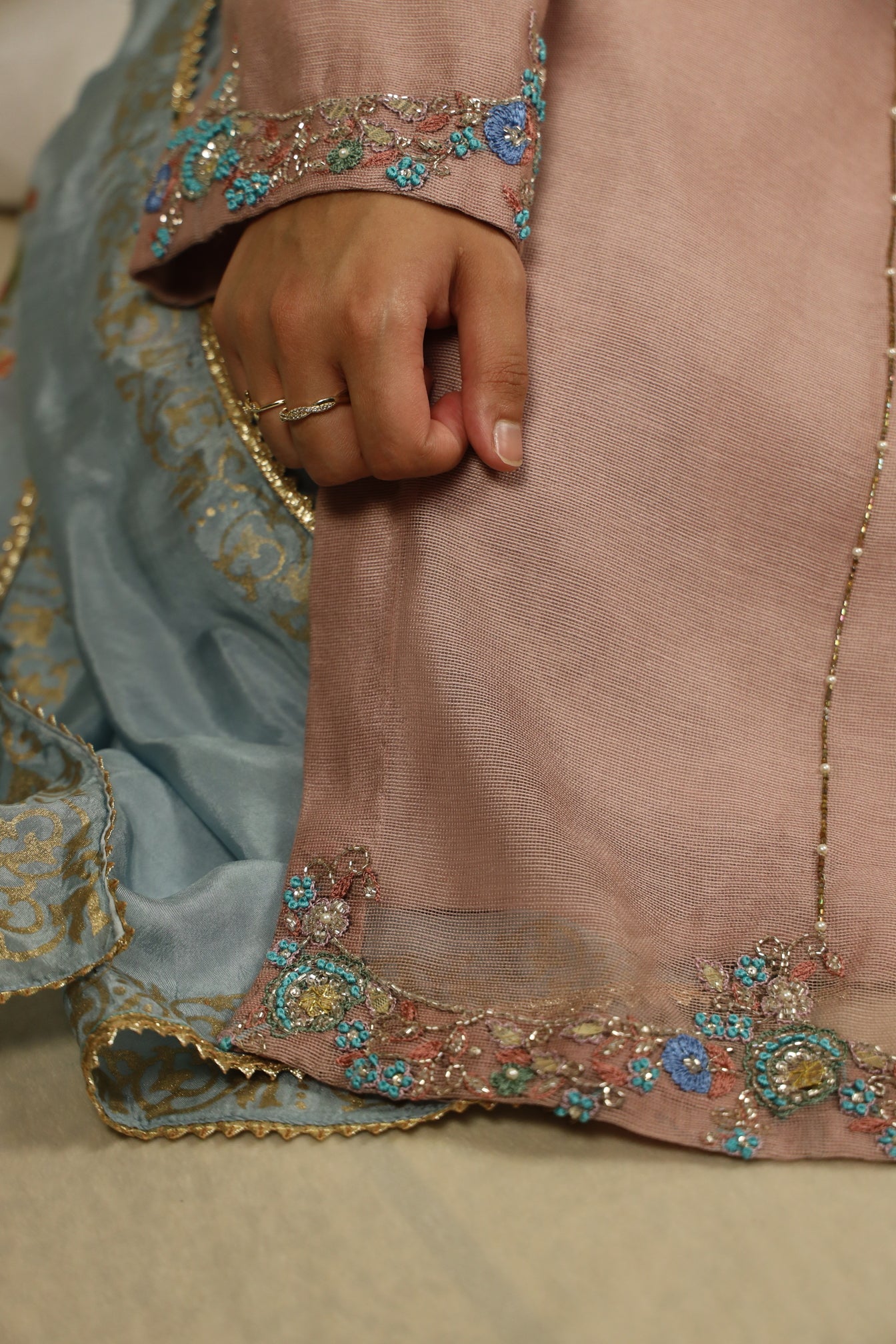 POWDER PINK, COTTON NET SUIT