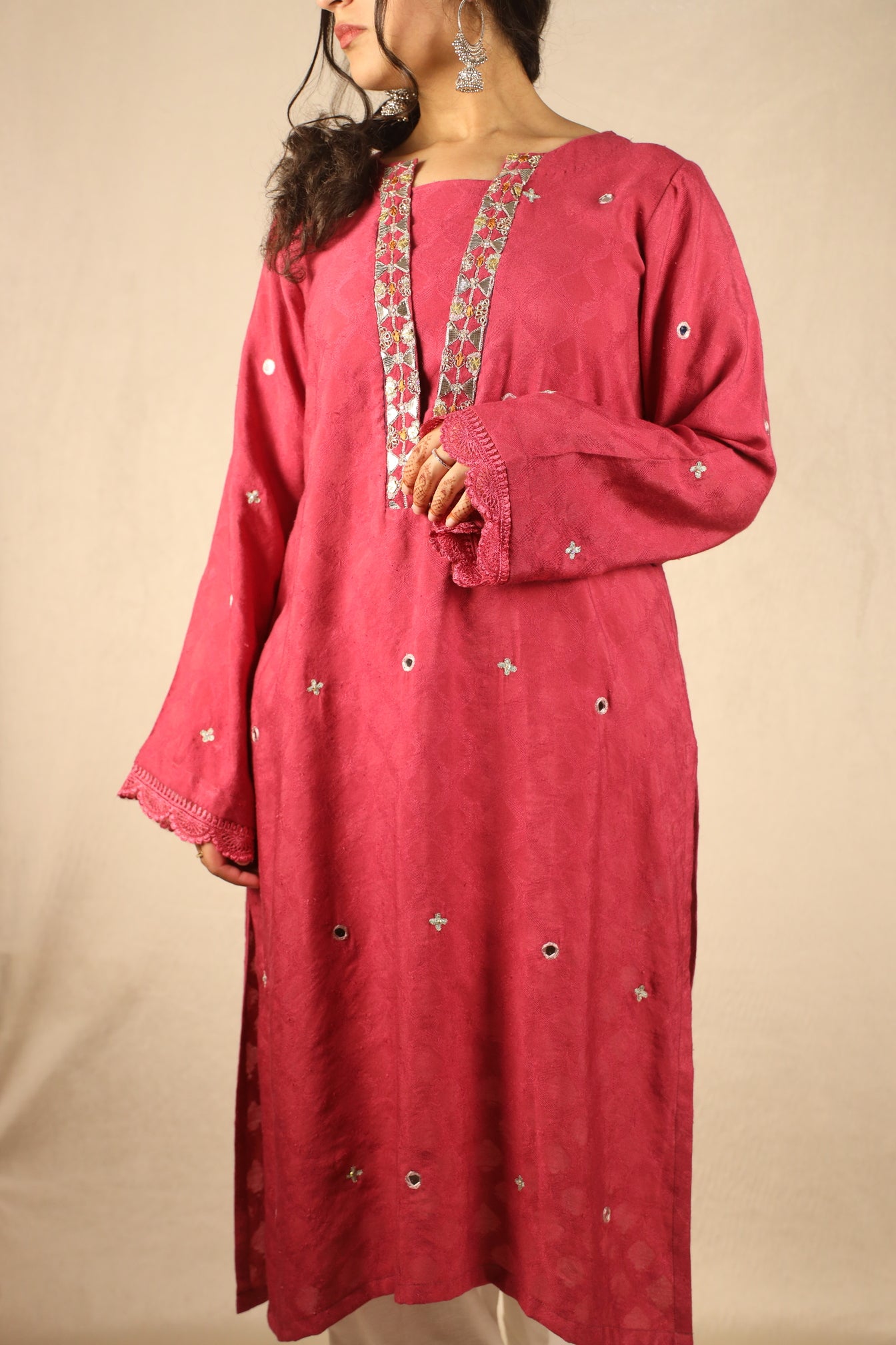 WATERMELON PINK, HAND EMBELLISHED SHIRT