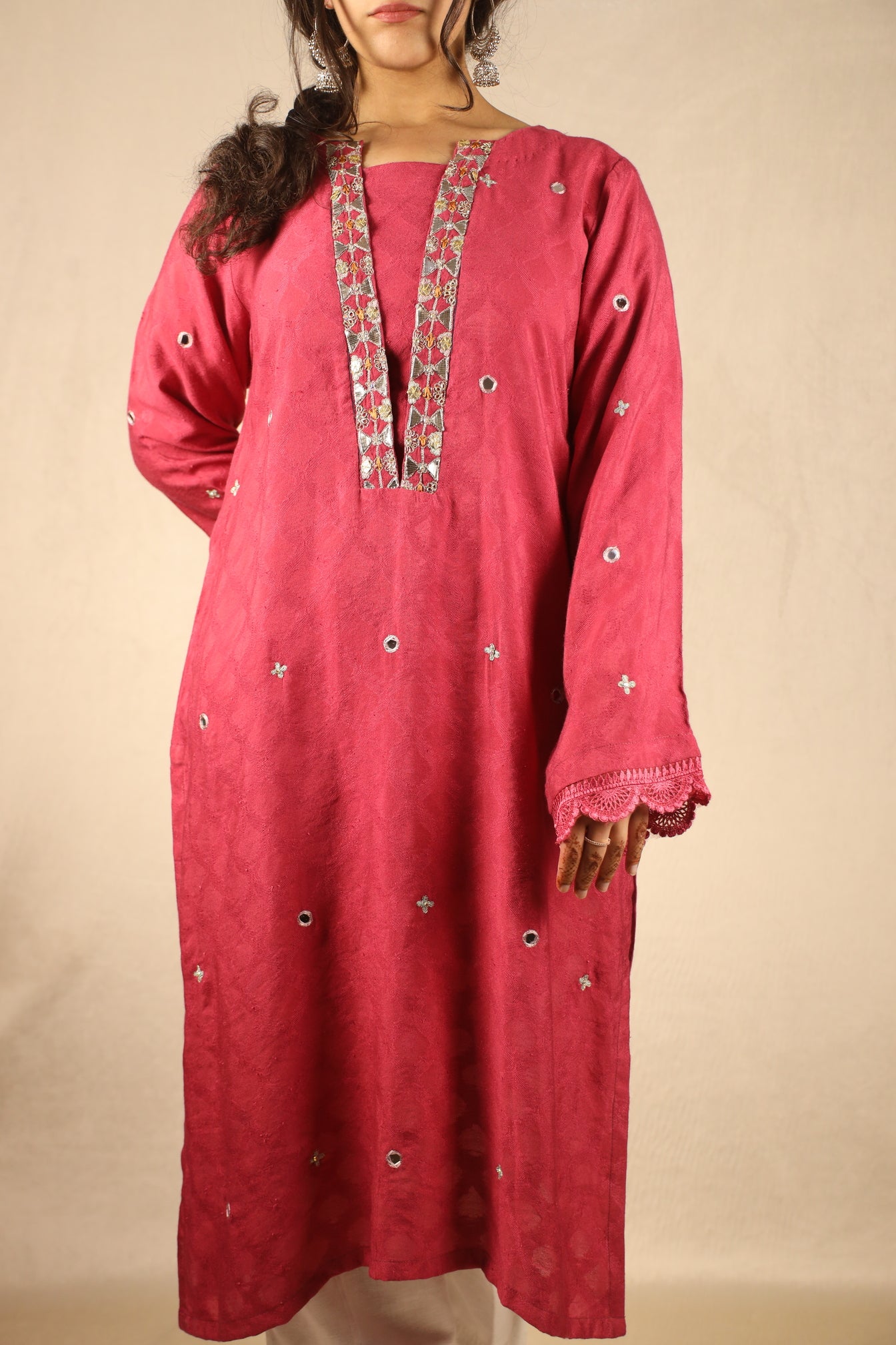 WATERMELON PINK, HAND EMBELLISHED SHIRT