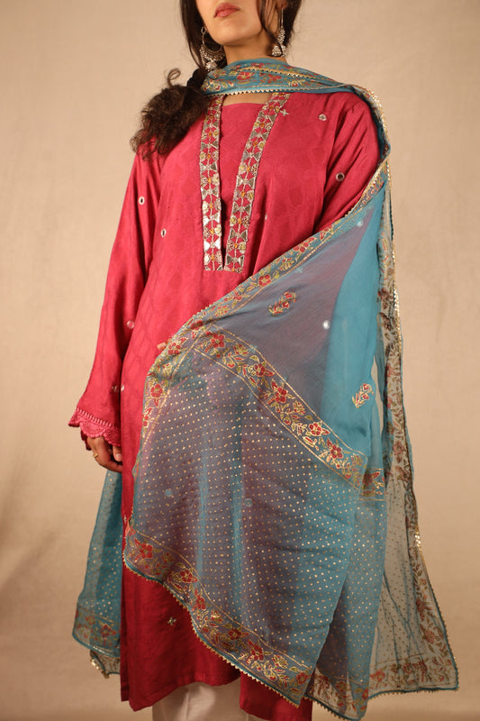 WATERMELON PINK, HAND EMBELLISHED SHIRT