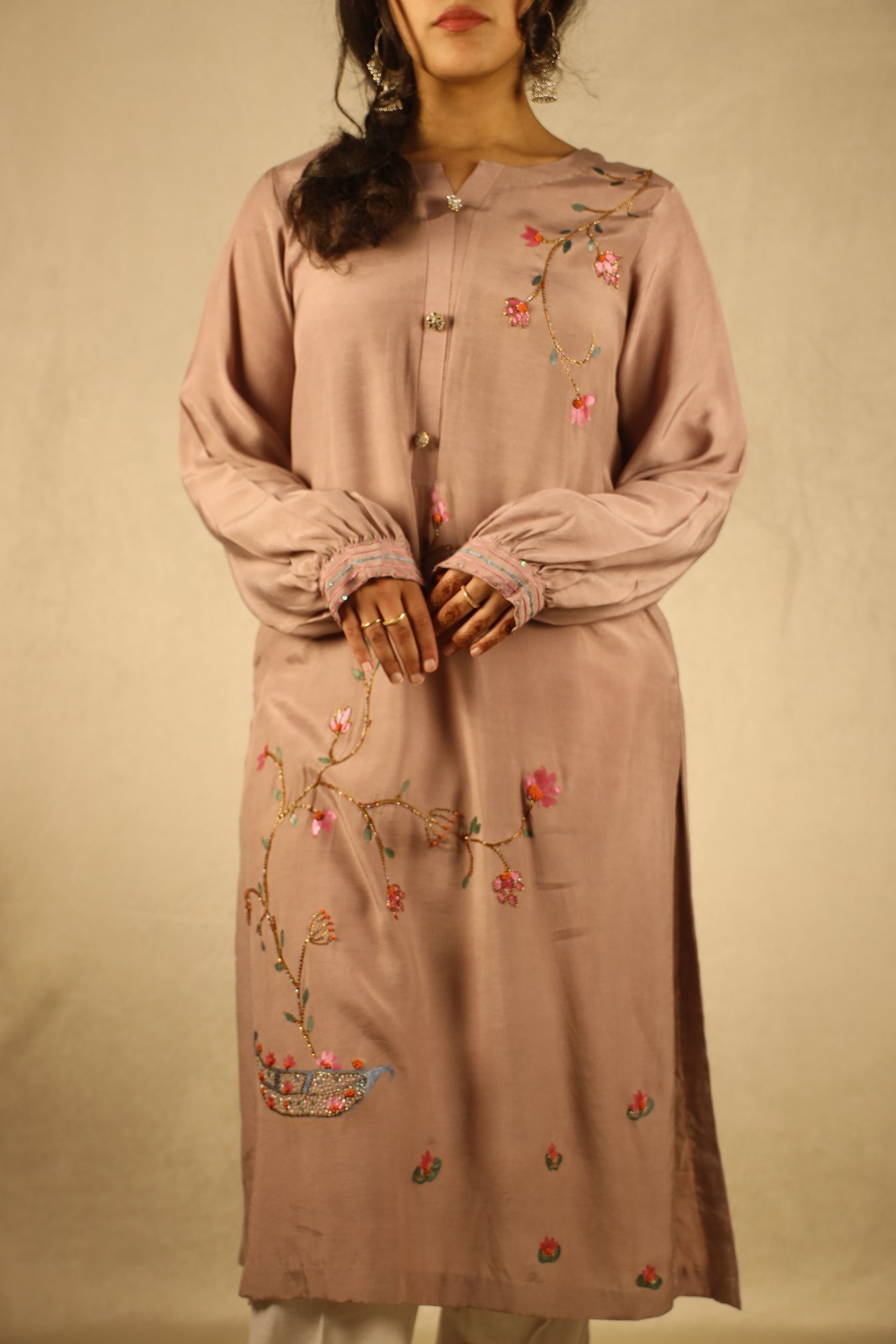 DUSTY ROSE, HAND-PAINTED SHIRT