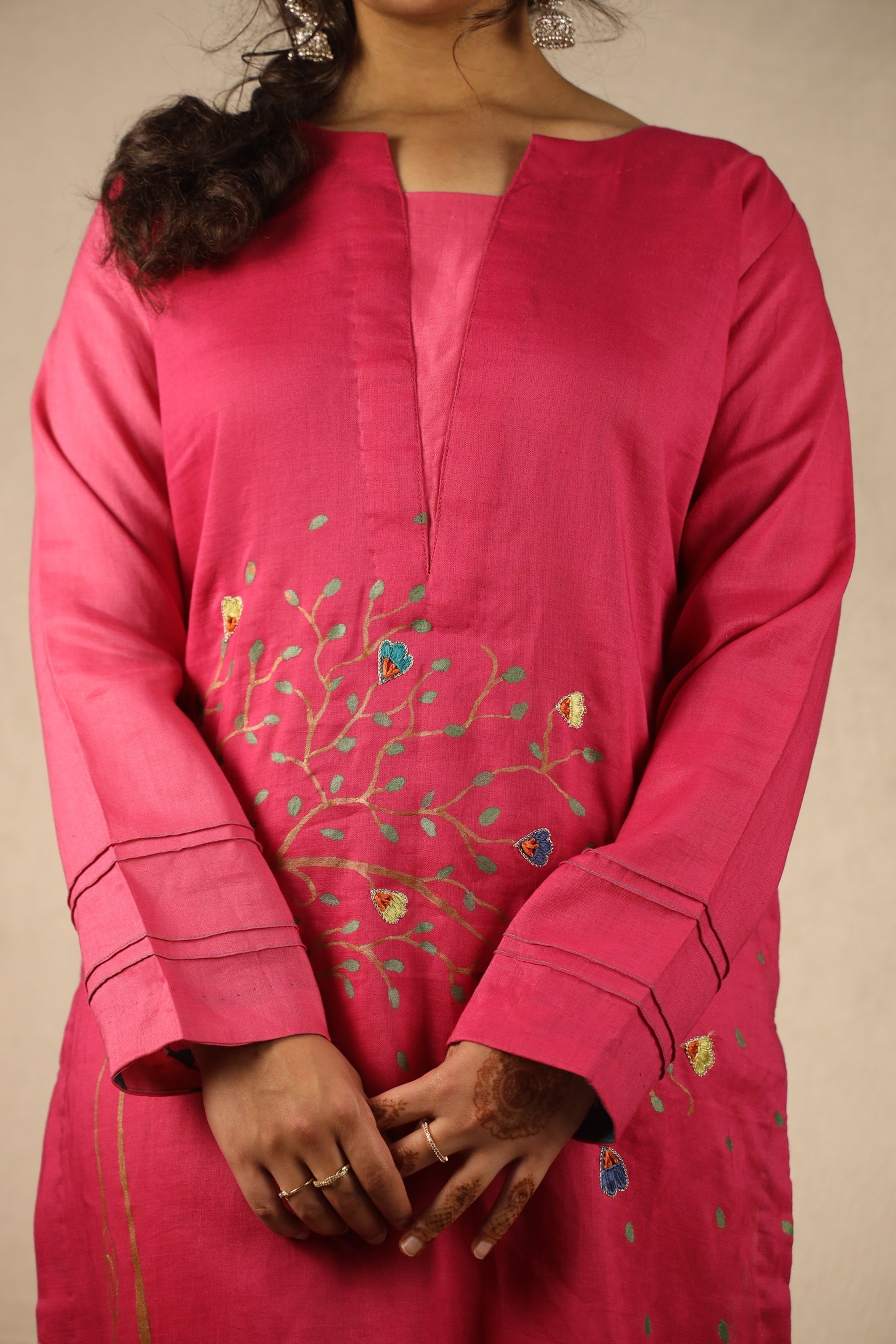 PINK COLOUR-BLOCK, HAND PAINTED SHIRT