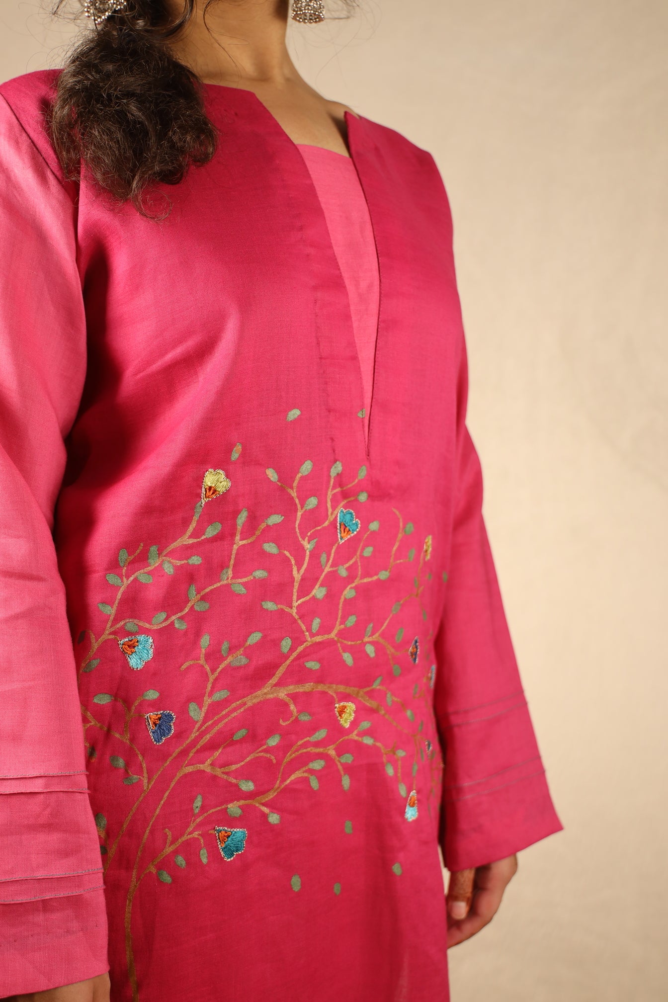 PINK COLOUR-BLOCK, HAND PAINTED SHIRT