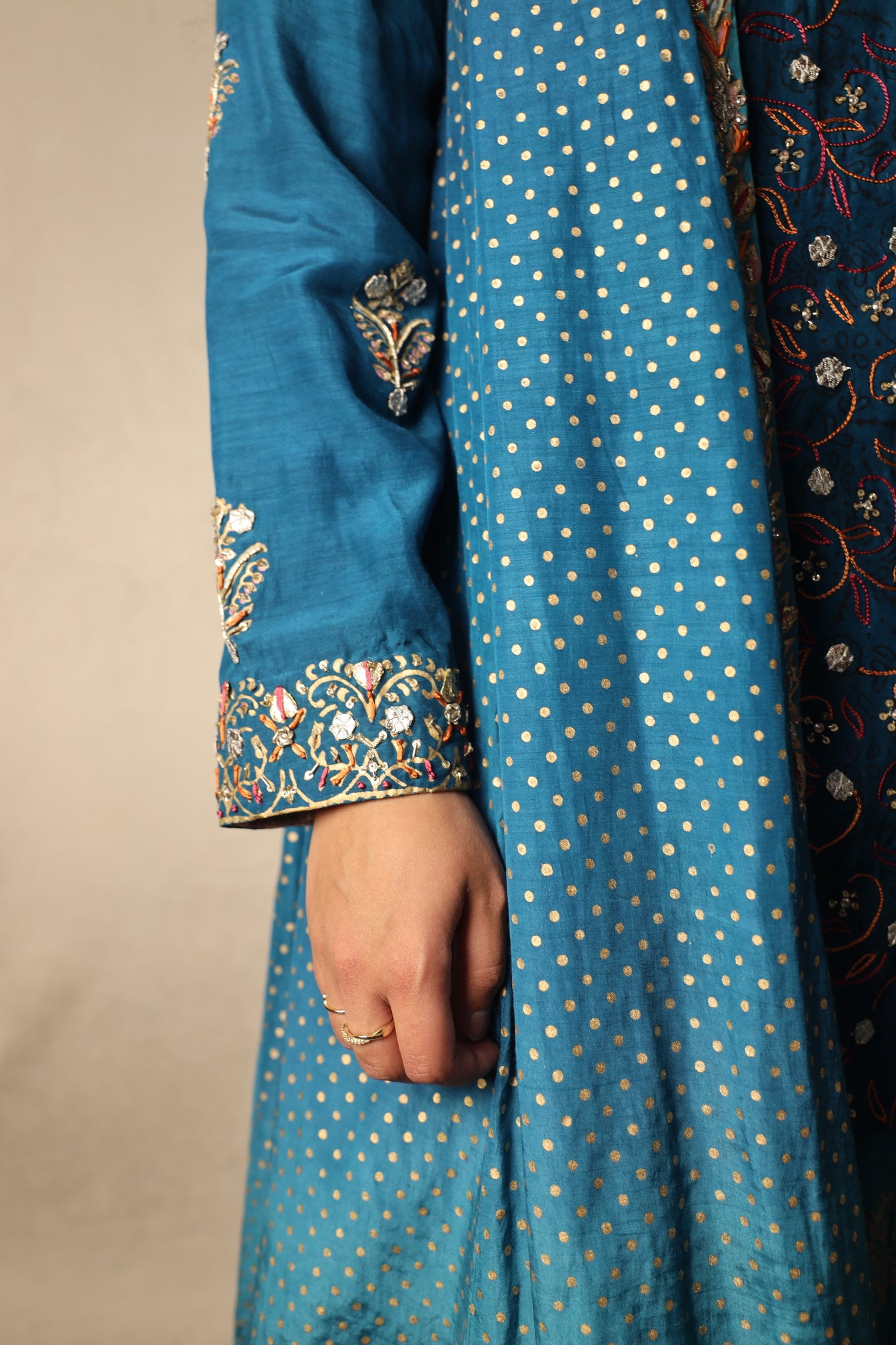 PEACOCK BLUE, EMBELLISHED SHARARA SUIT