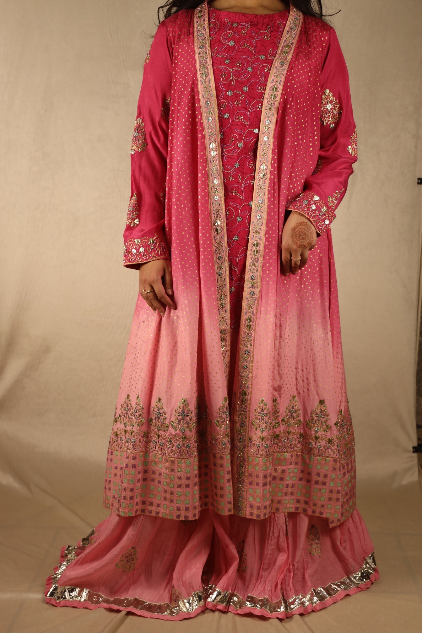PINK, EMBELLISHED SHARARA SUIT