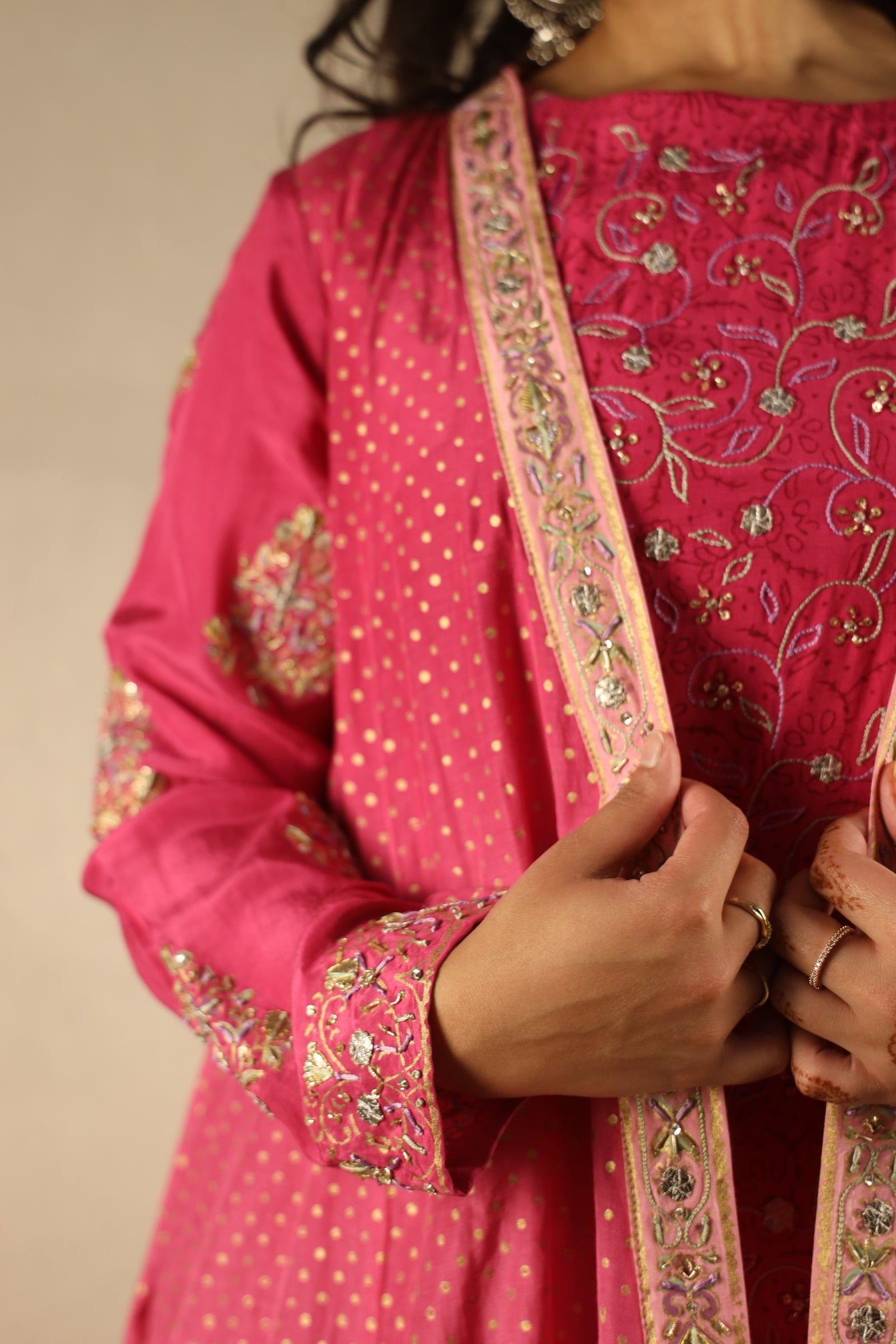 PINK, EMBELLISHED SHARARA SUIT