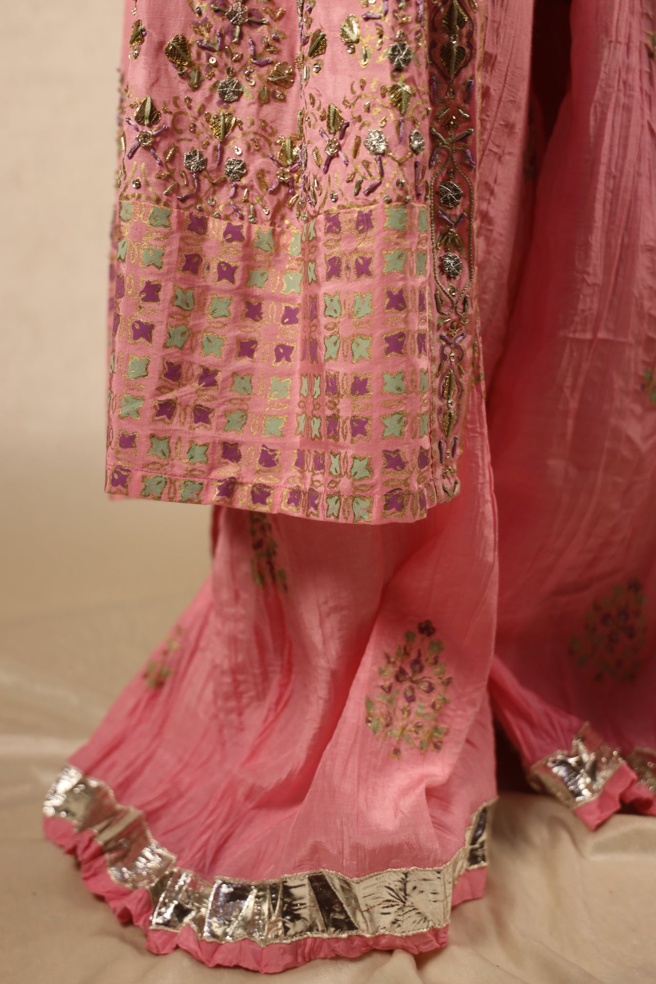 PINK, EMBELLISHED SHARARA SUIT