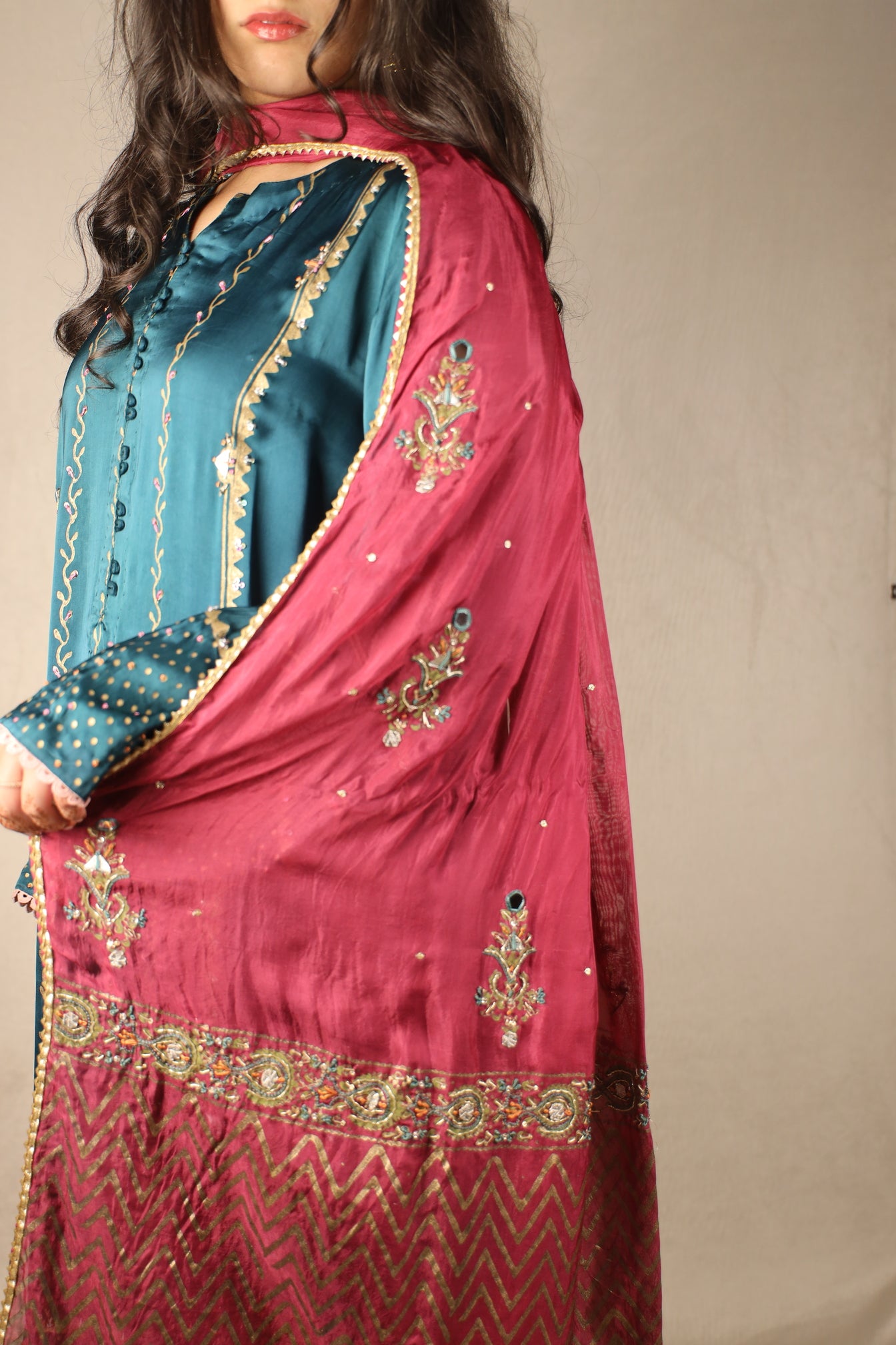 EMERALD BLOCK PRINT SUIT