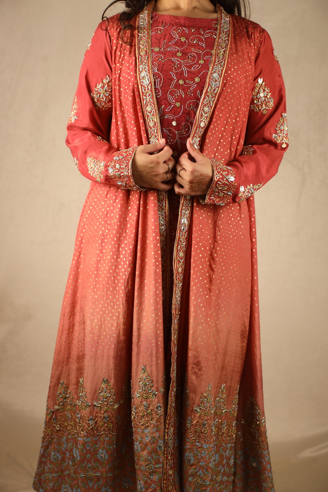 RUST, EMBELLISHED SHARARA SUIT