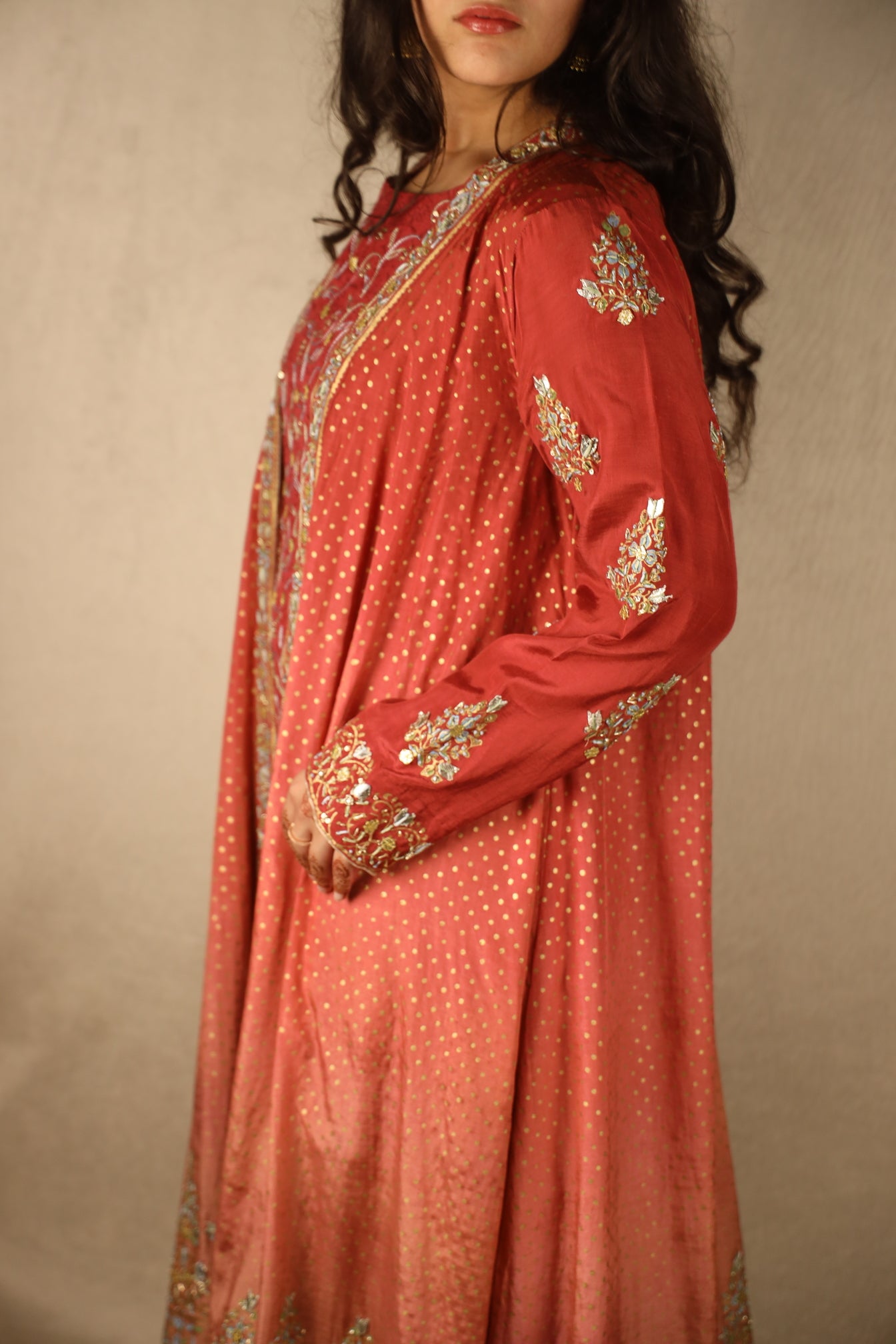 RUST, EMBELLISHED SHARARA SUIT