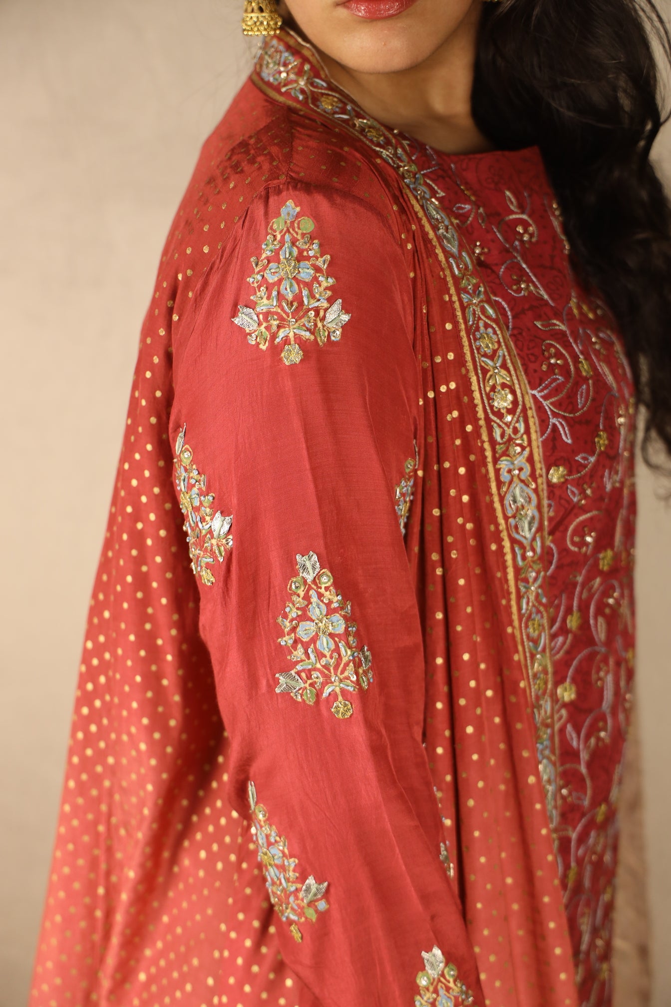 RUST, EMBELLISHED SHARARA SUIT