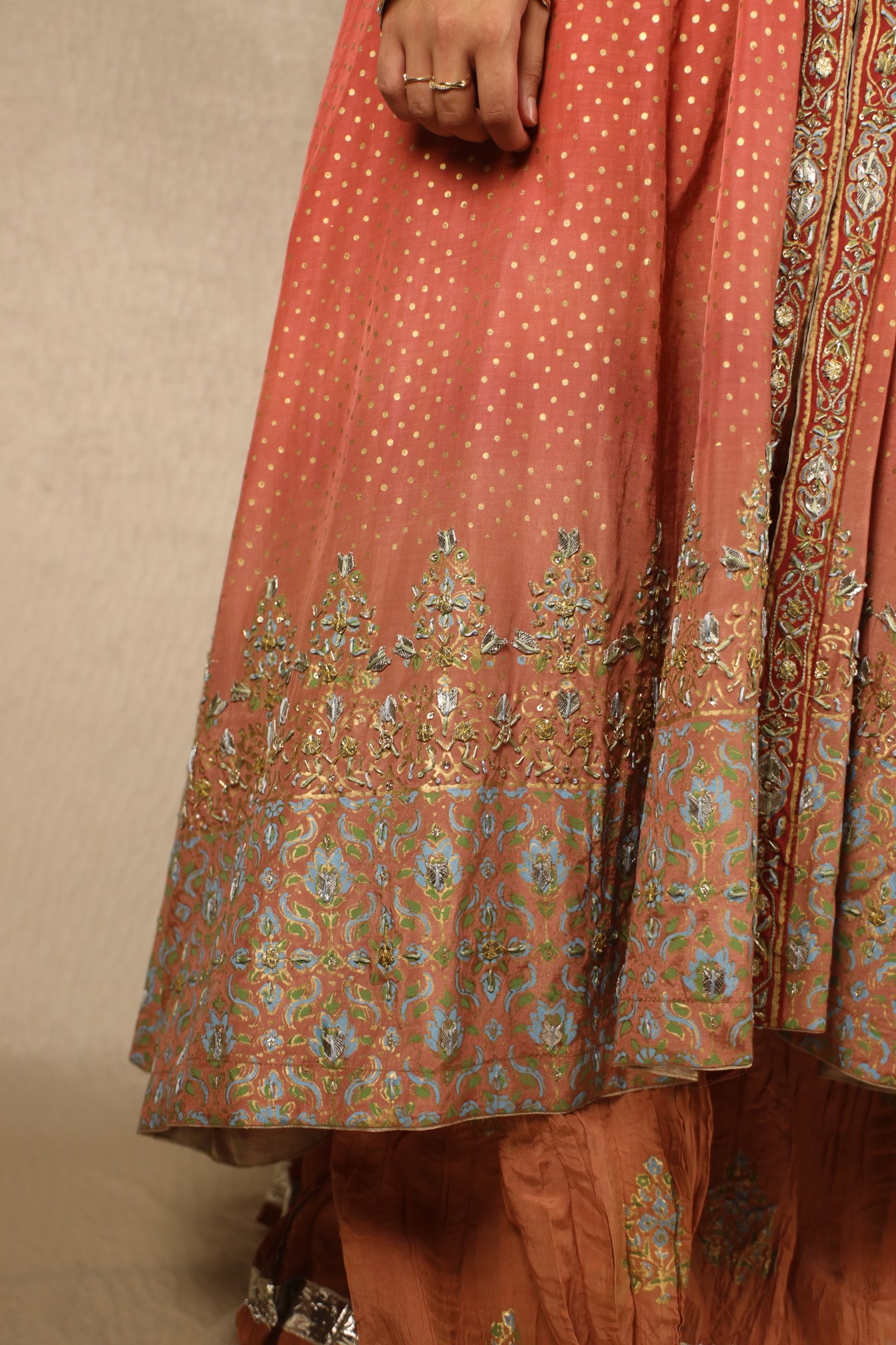 RUST, EMBELLISHED SHARARA SUIT