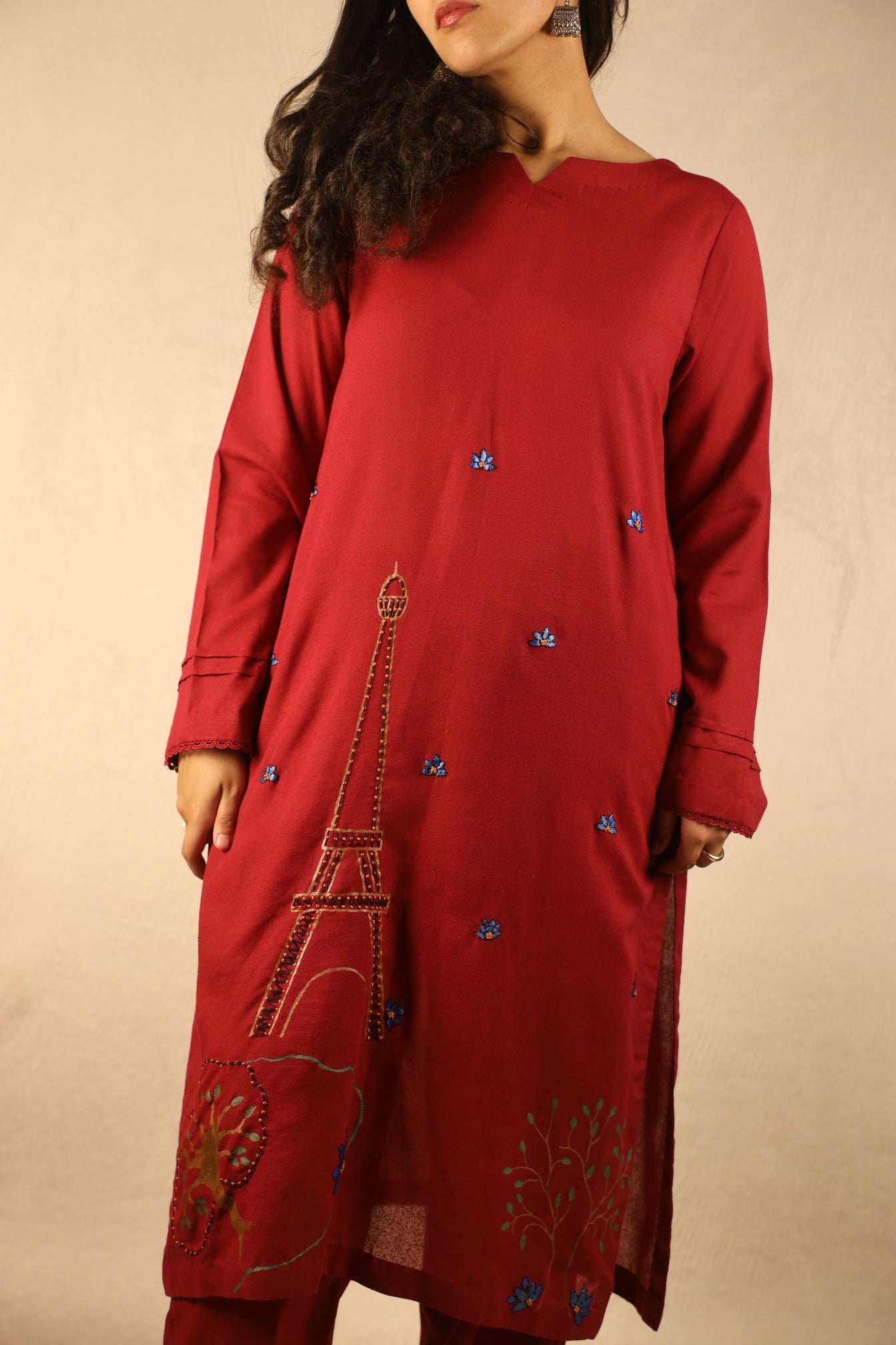 SCARLET RED, HAND PAINTED SUIT