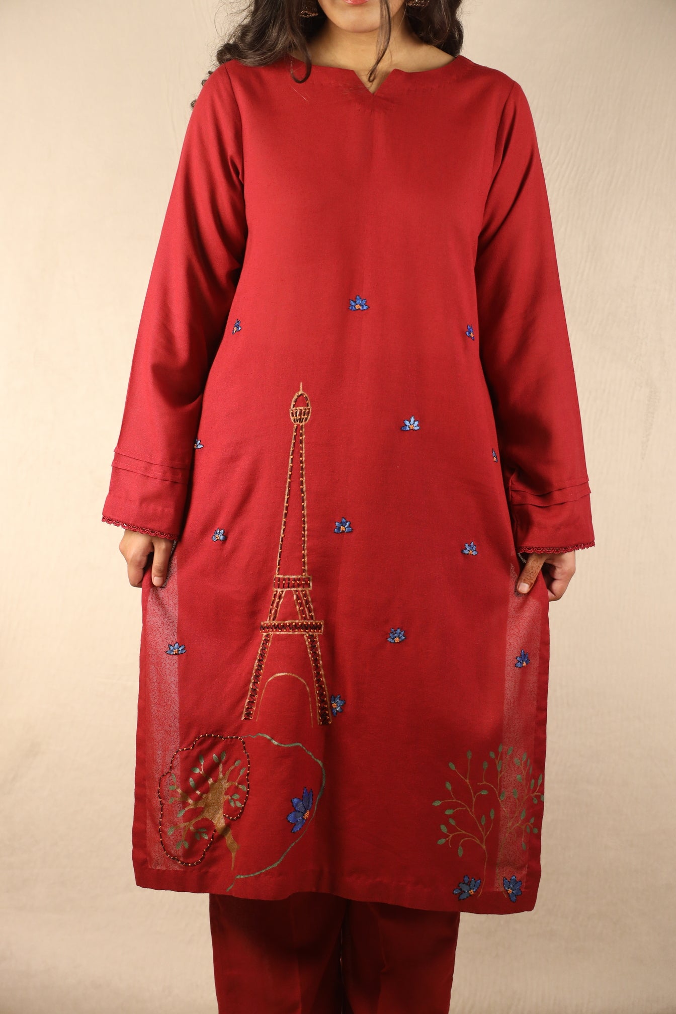 SCARLET RED, HAND PAINTED SUIT