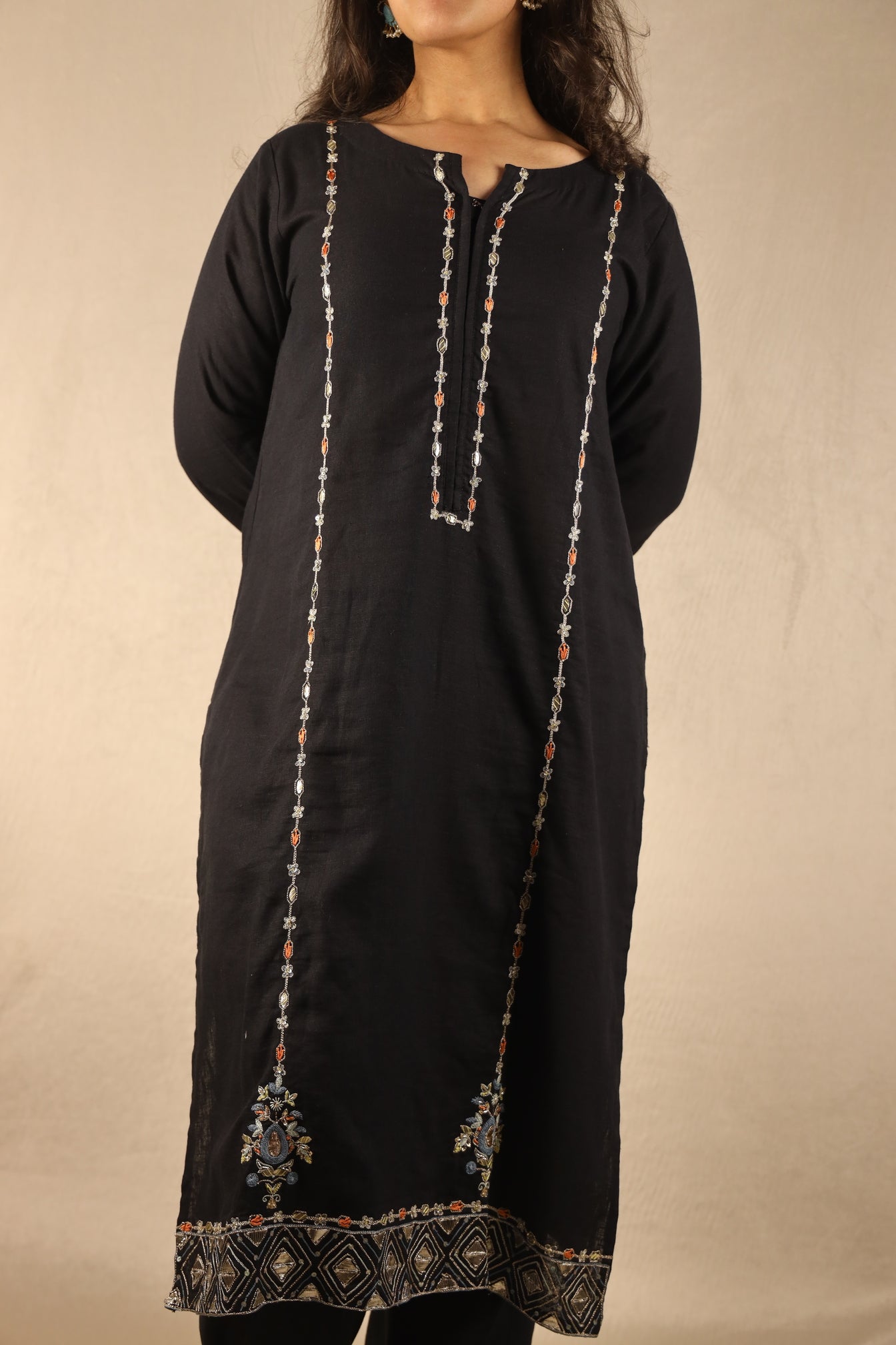 INK BLACK, HAND EMBROIDERED SUIT