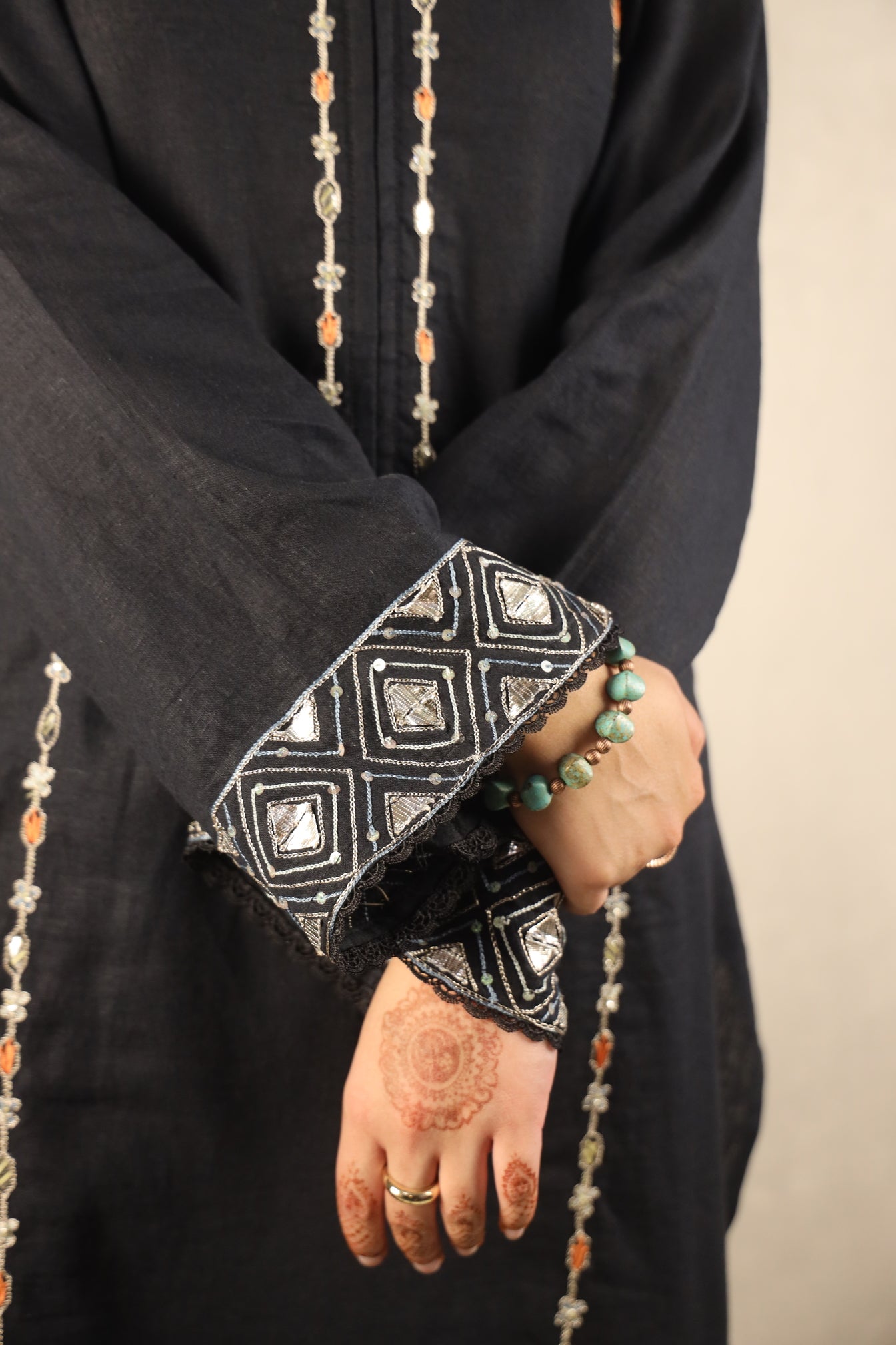 INK BLACK, HAND EMBROIDERED SUIT