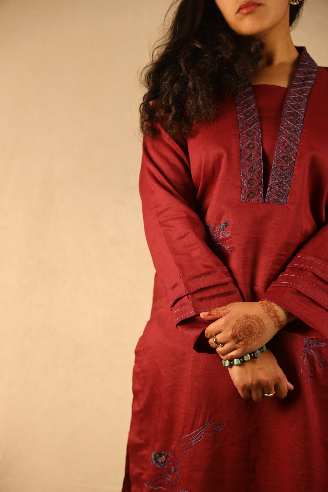 POPPY RED, DERVISH EMBROIDERED SUIT