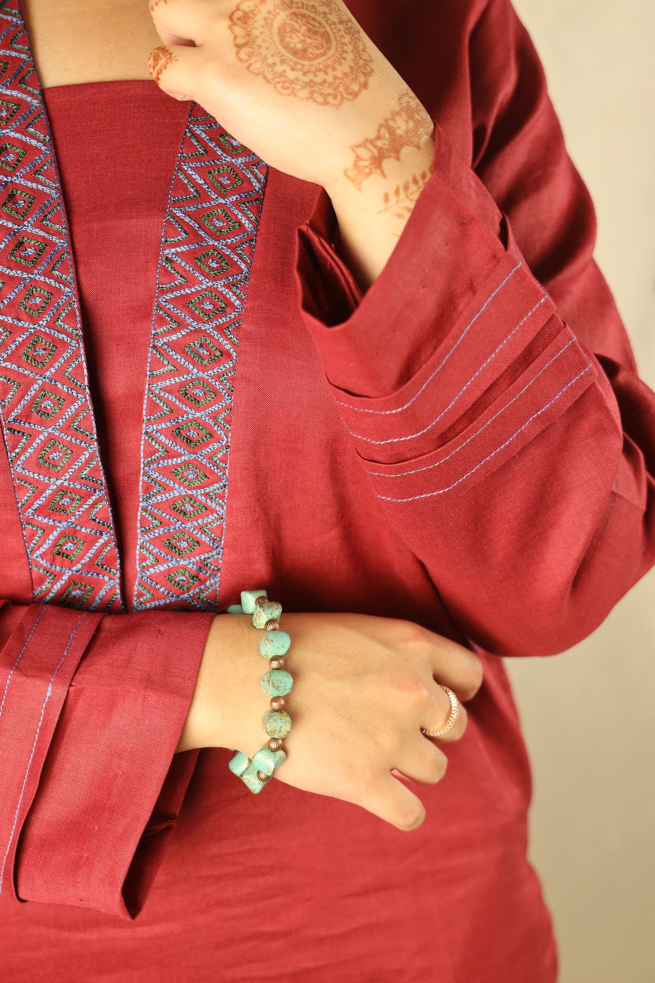 POPPY RED, DERVISH EMBROIDERED SUIT