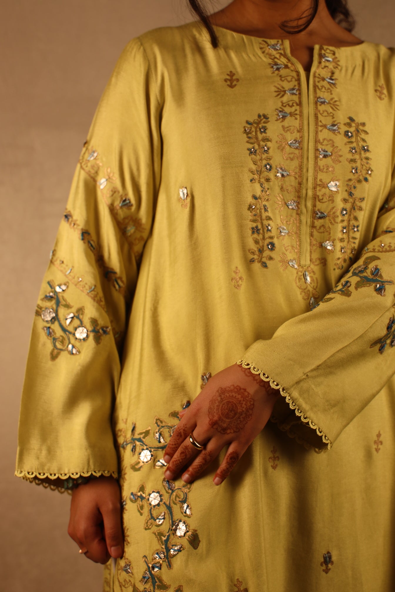 DAFFODIL YELLOW, BLOCK-PRINTED SUIT