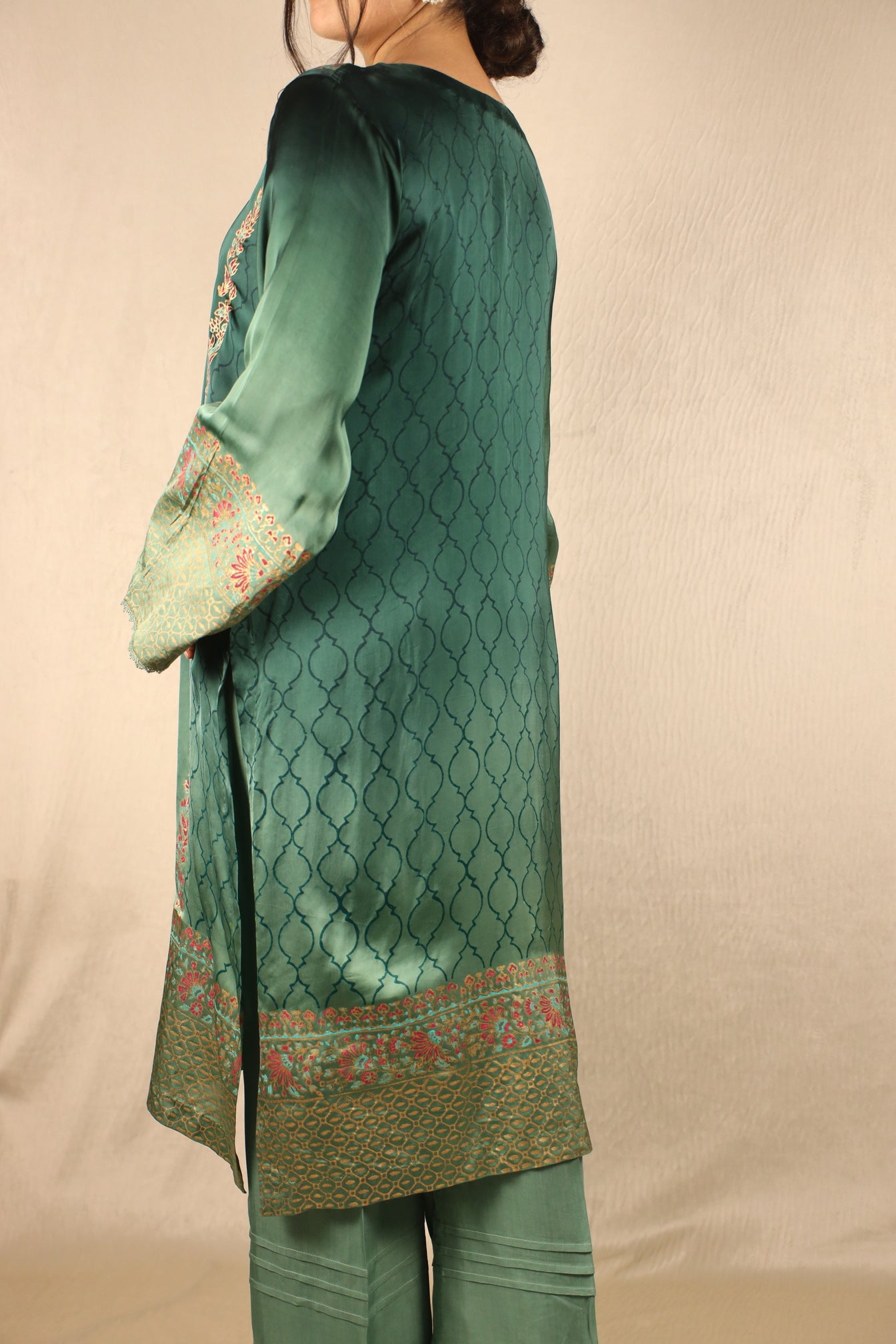 FOREST GREEN, BLOCK-PRINTED SUIT