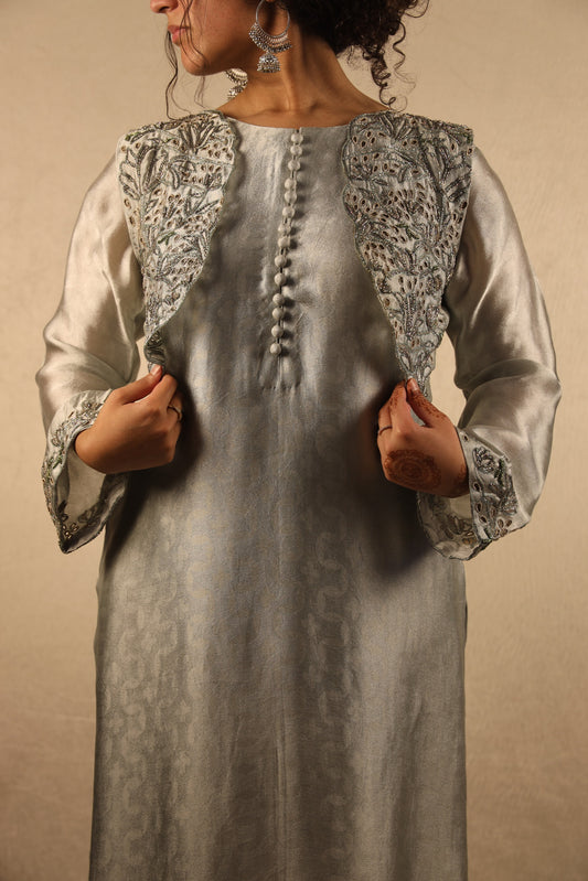 POWDER GREY, EMBELLISHED SUIT