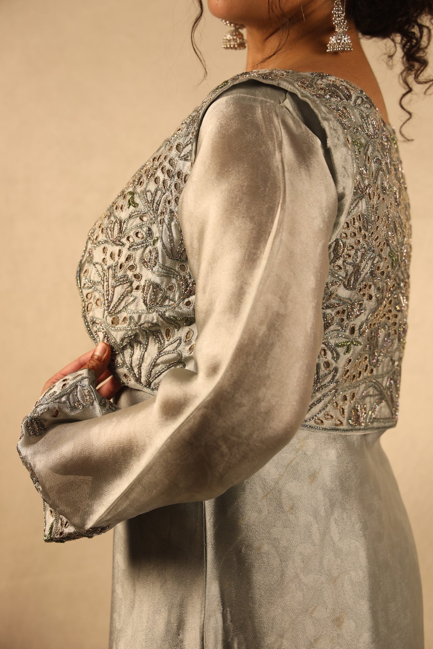 POWDER GREY, EMBELLISHED SUIT