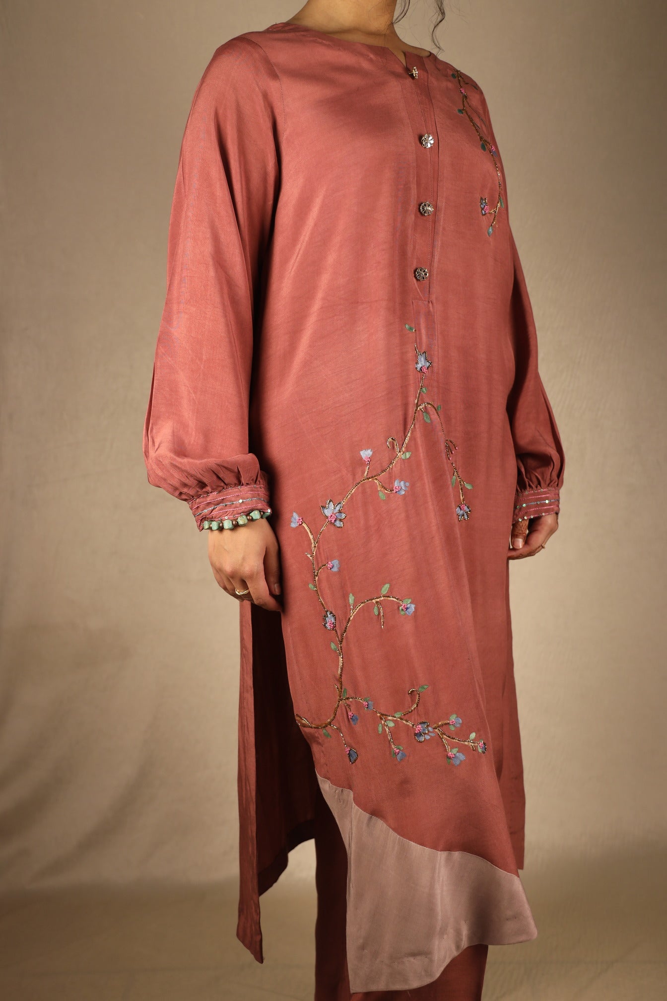 SALMON PINK, HAND-PAINTED SUIT