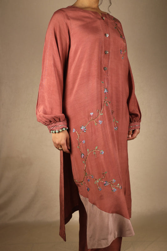 SALMON PINK, HAND-PAINTED SUIT