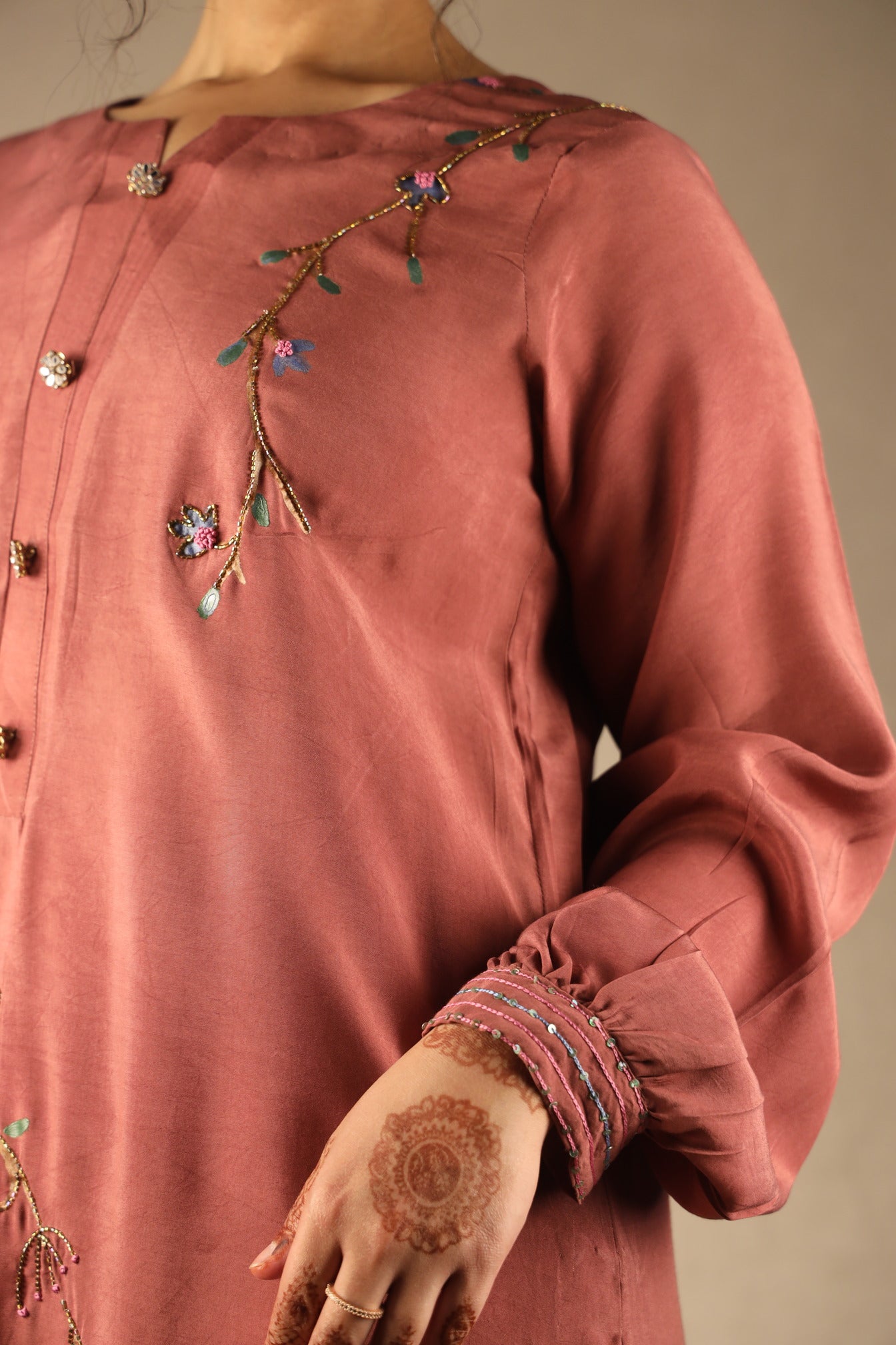 SALMON PINK, HAND-PAINTED SUIT