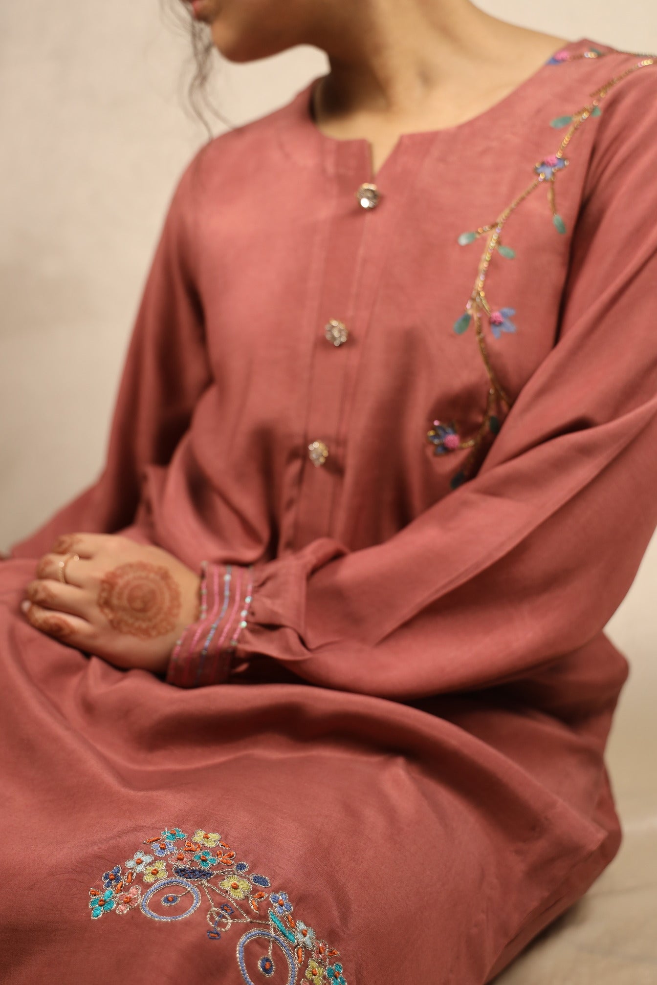 SALMON PINK, HAND-PAINTED SUIT